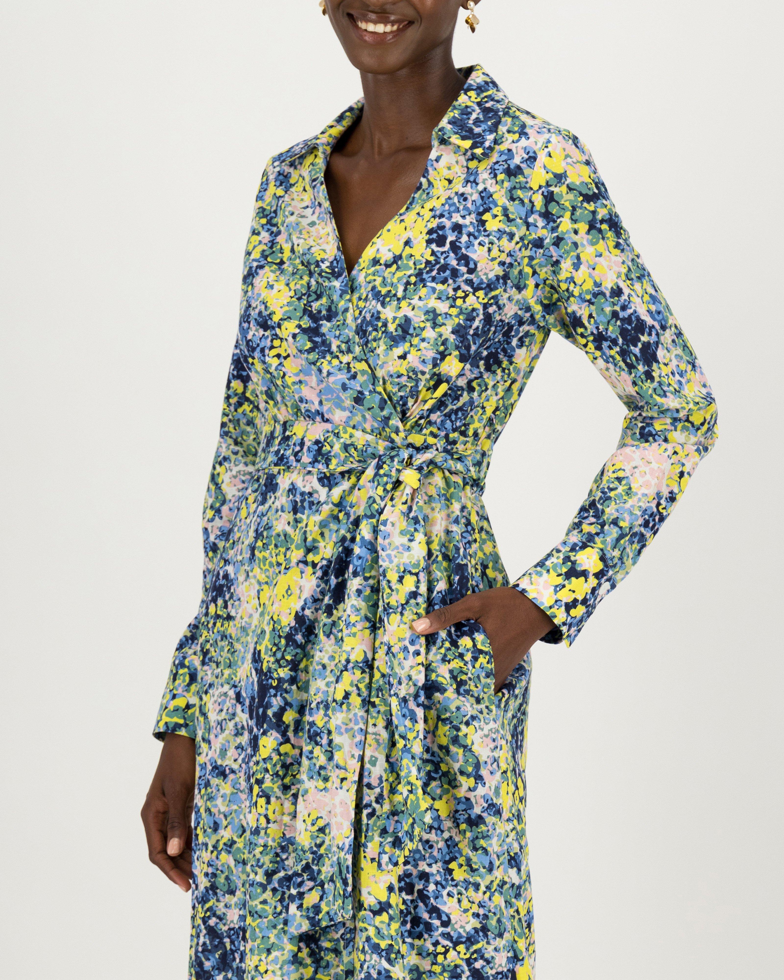 Hannah Printed Wrap Dress -  green