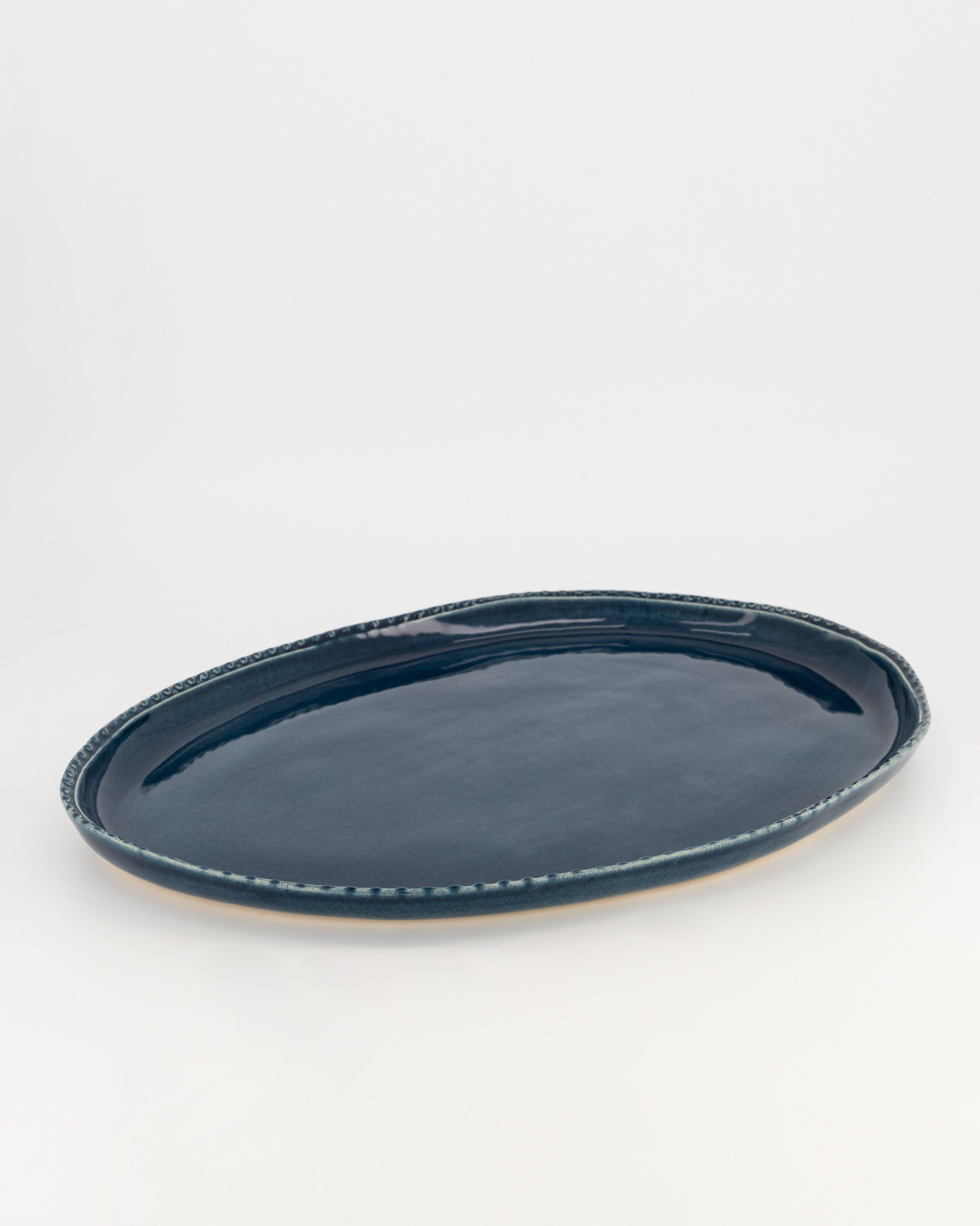 Belle Spotted Rim Platter -  blue