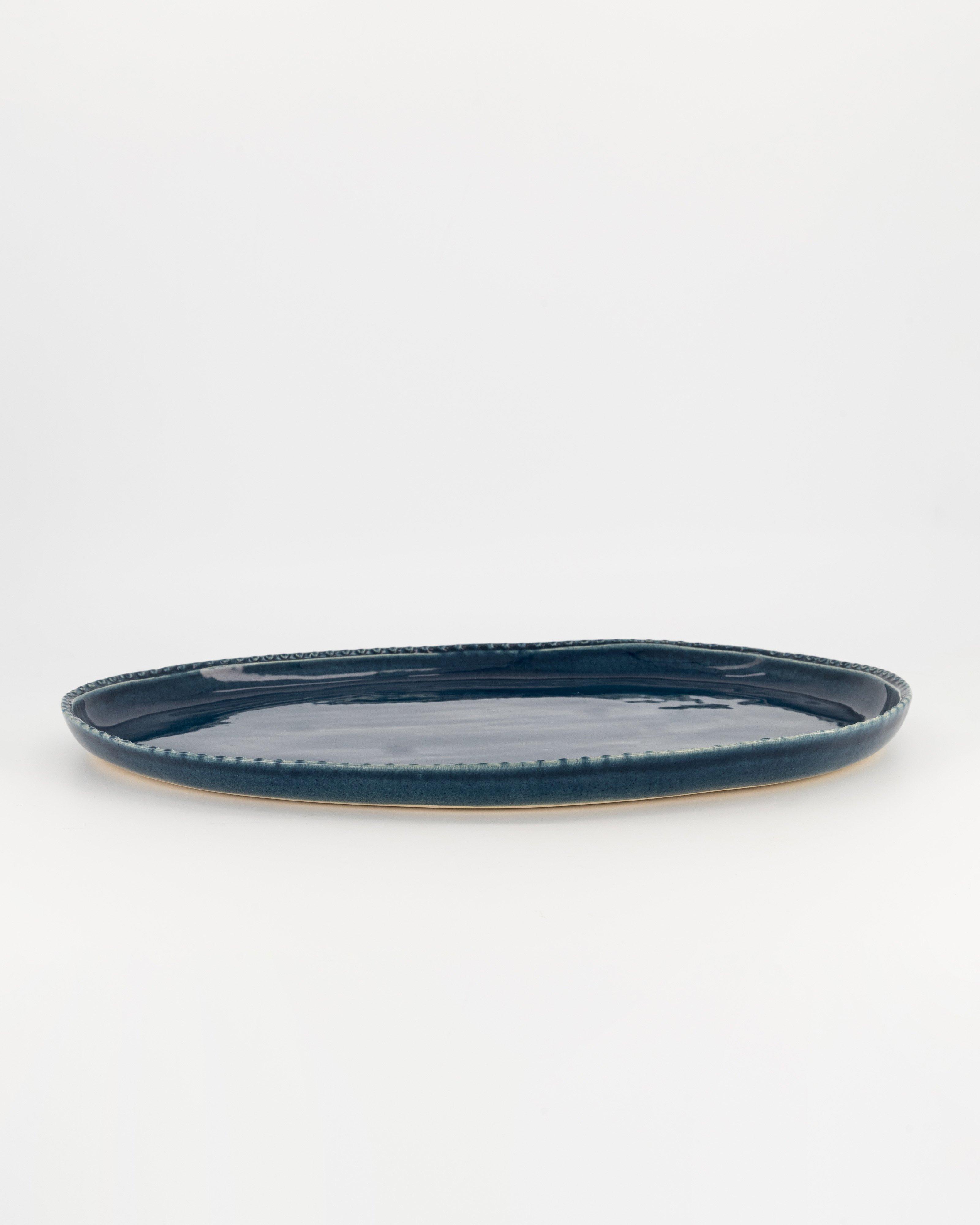 Belle Spotted Rim Platter -  blue