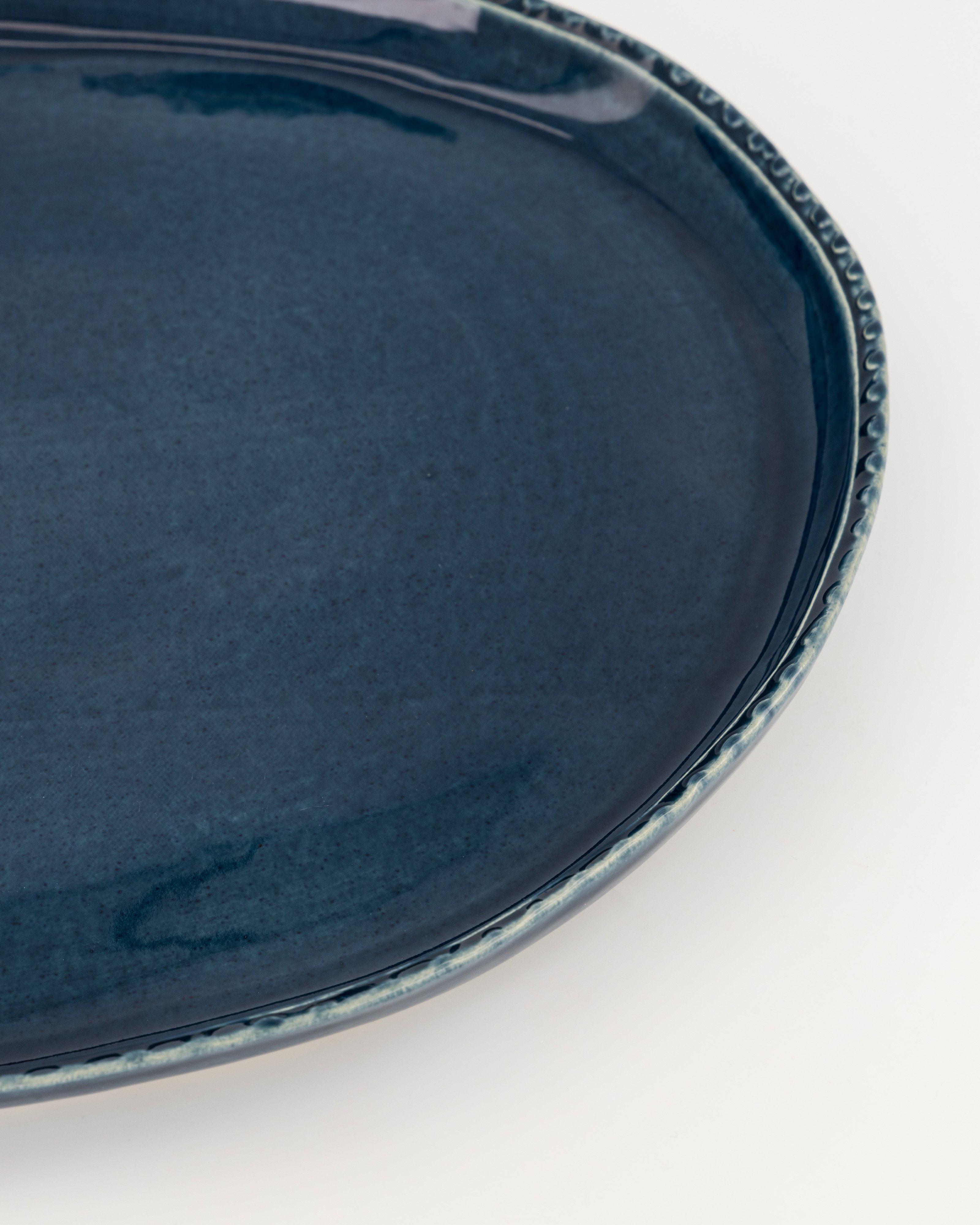 Belle Spotted Rim Platter -  blue