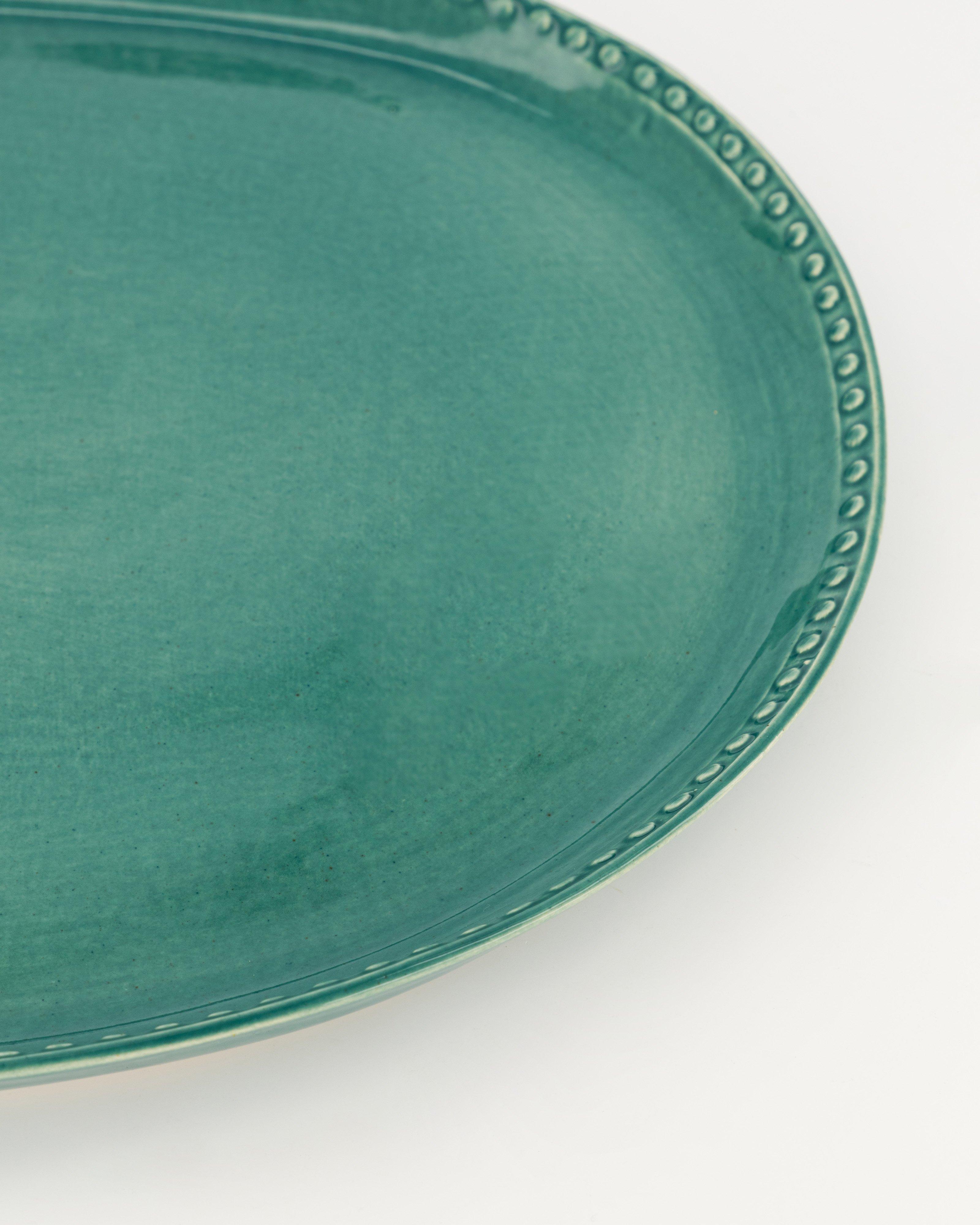 Belle Spotted Rim Platter -  teal