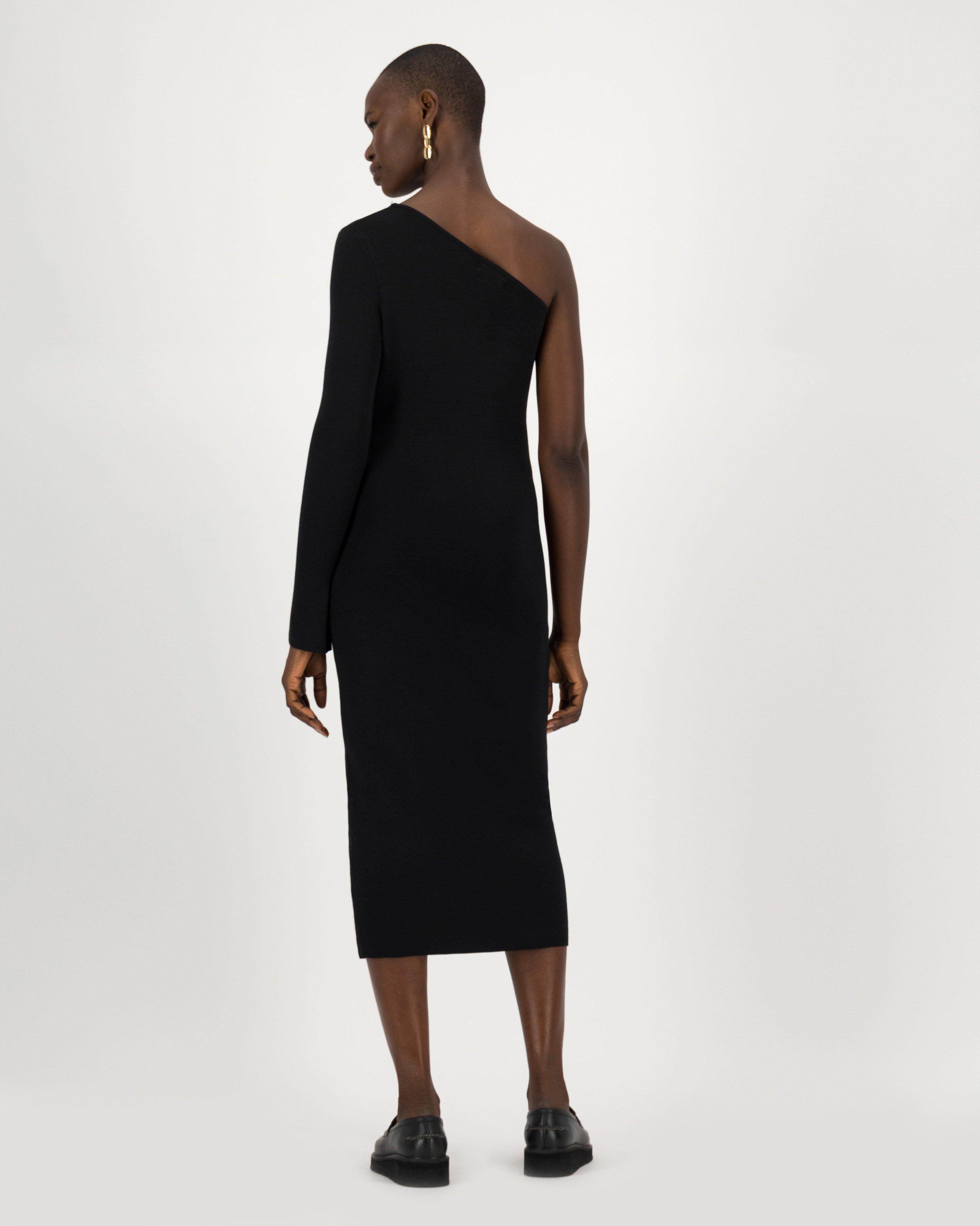 Chloe Asymmetric Knit Dress -  black