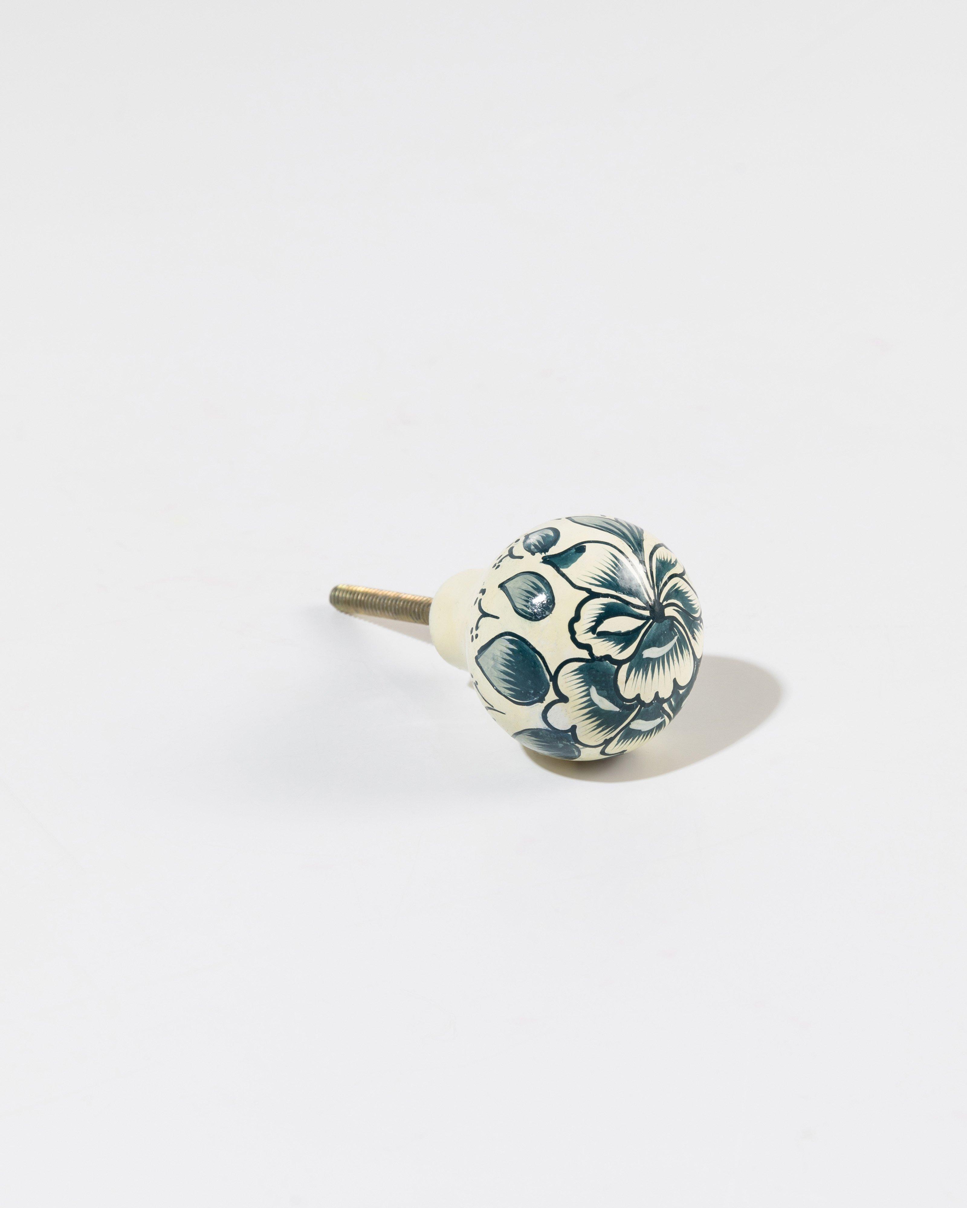 Neeta Hand-Painted Knob -  white