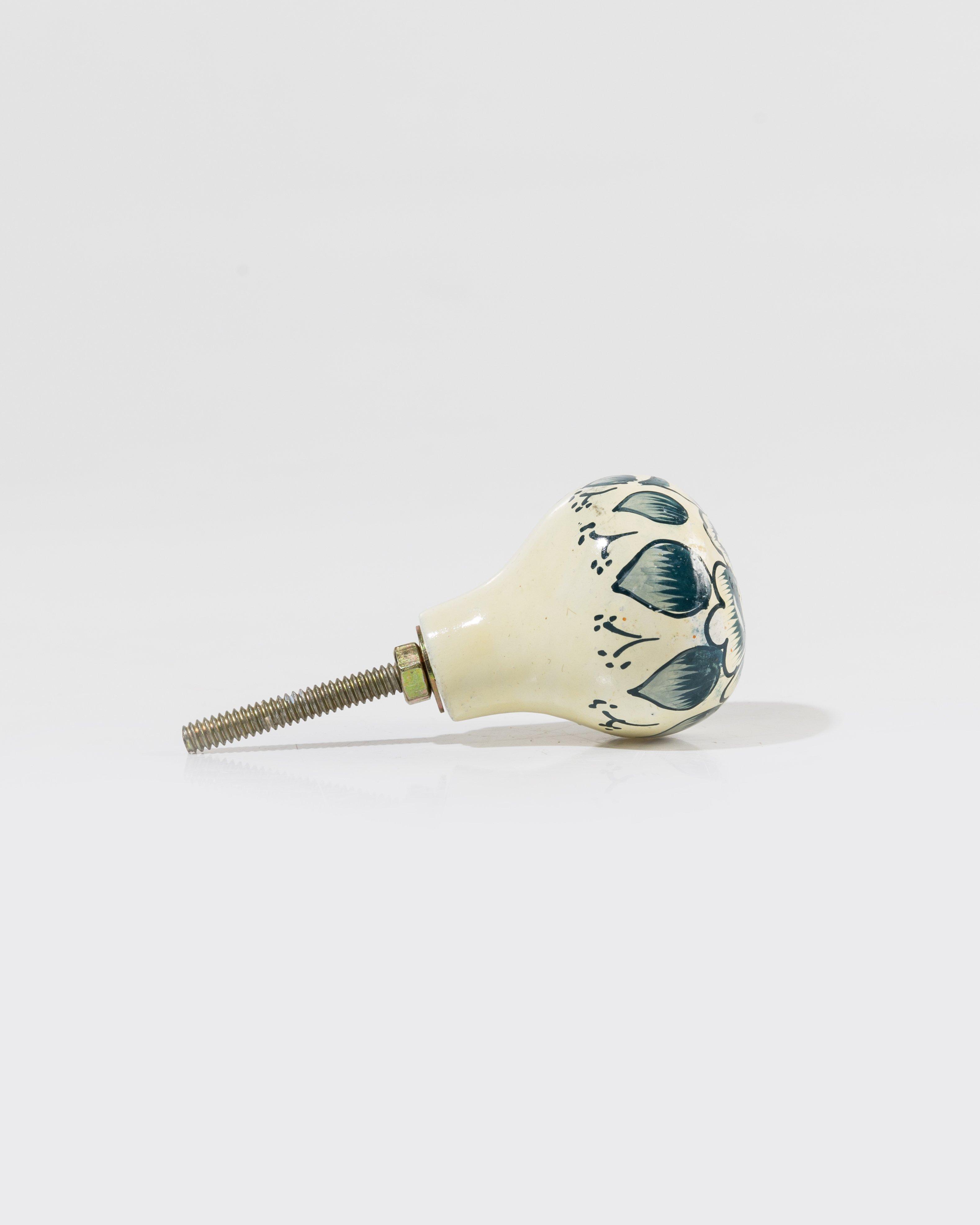 Neeta Hand-Painted Knob -  white