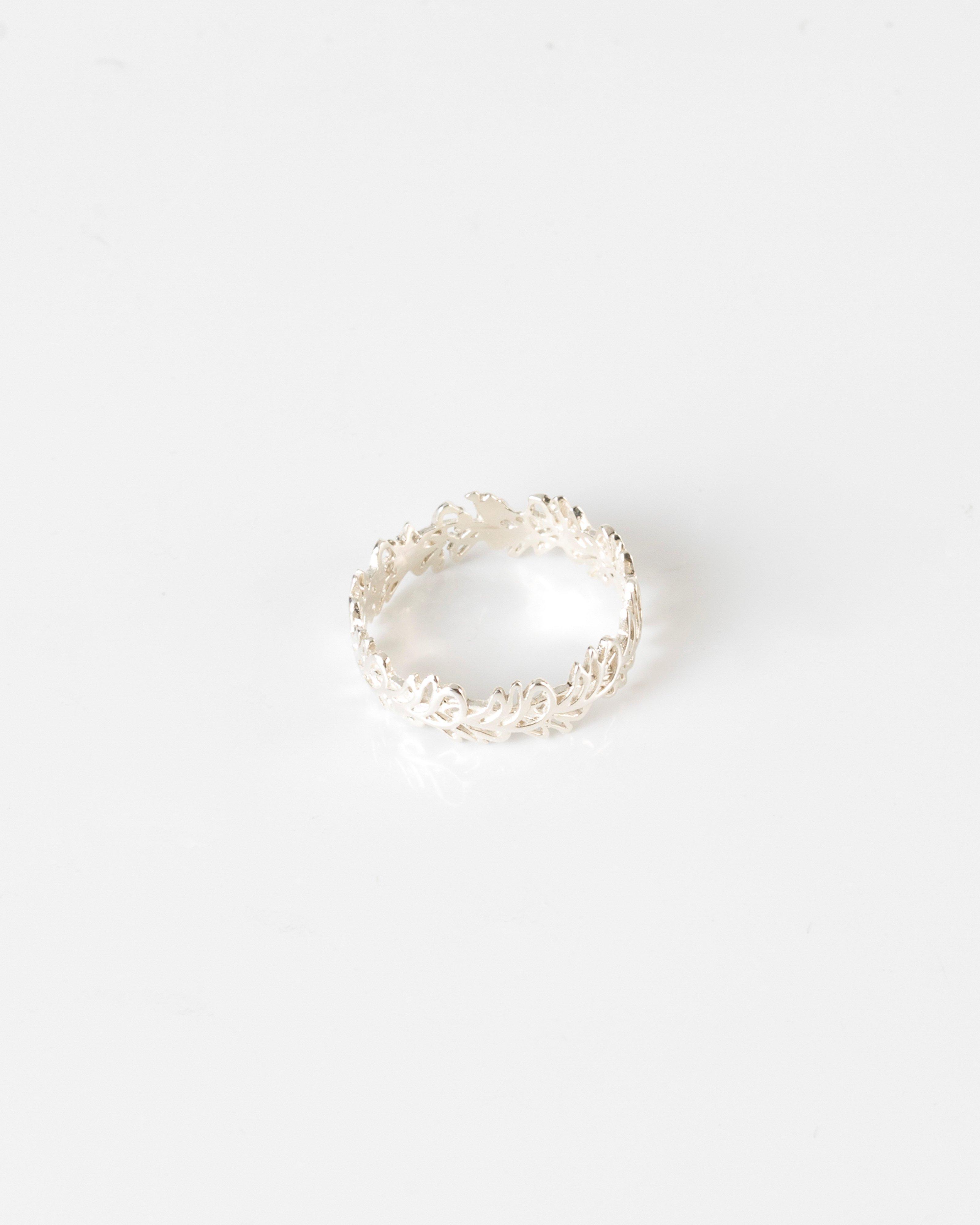 Black Betty Dainty Coral Ring -  silver