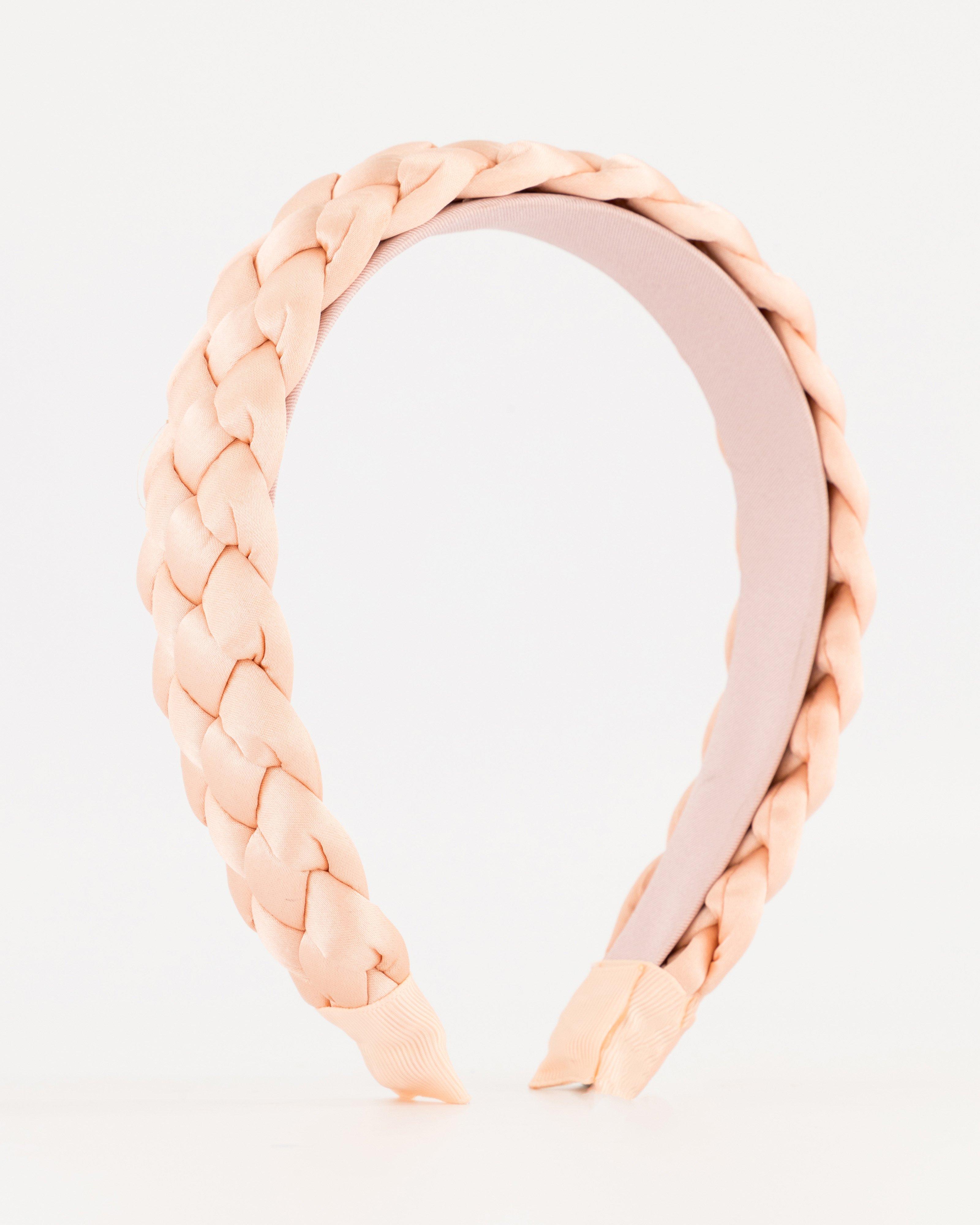 Baila Wide Braided Satin Aliceband -  pink