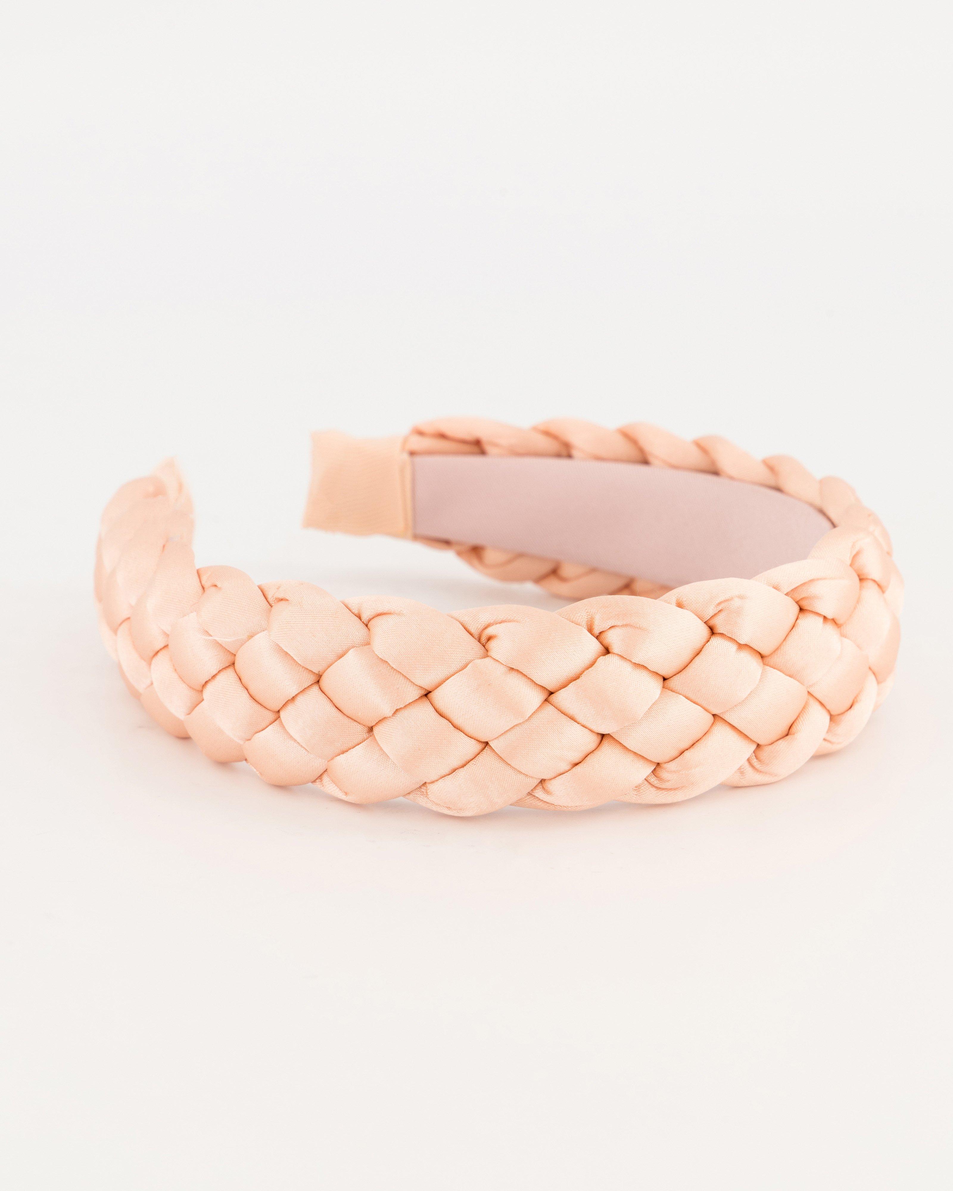 Baila Wide Braided Satin Aliceband -  pink