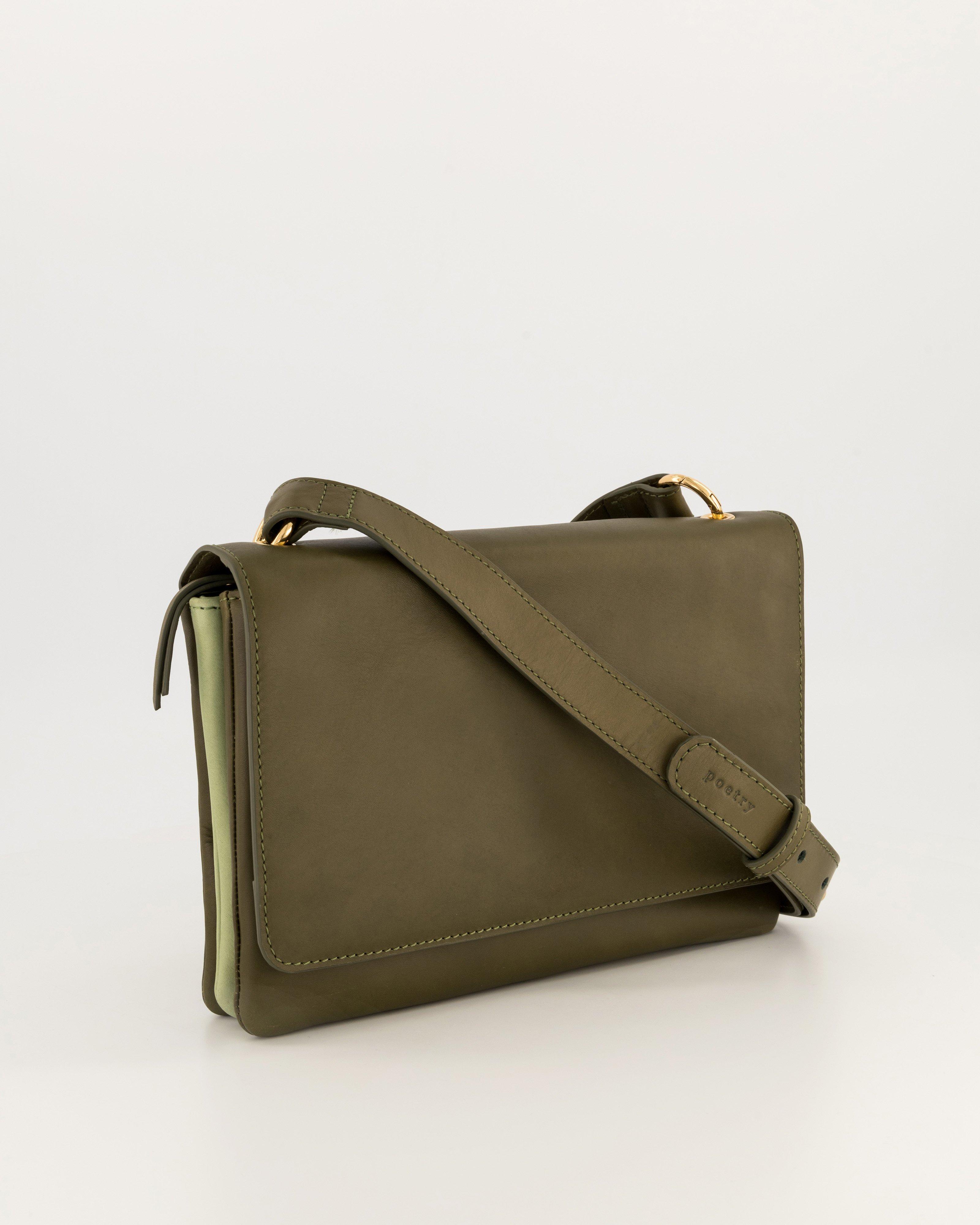 Phebe Colourblock Satchel Crossbody Bag -  olive