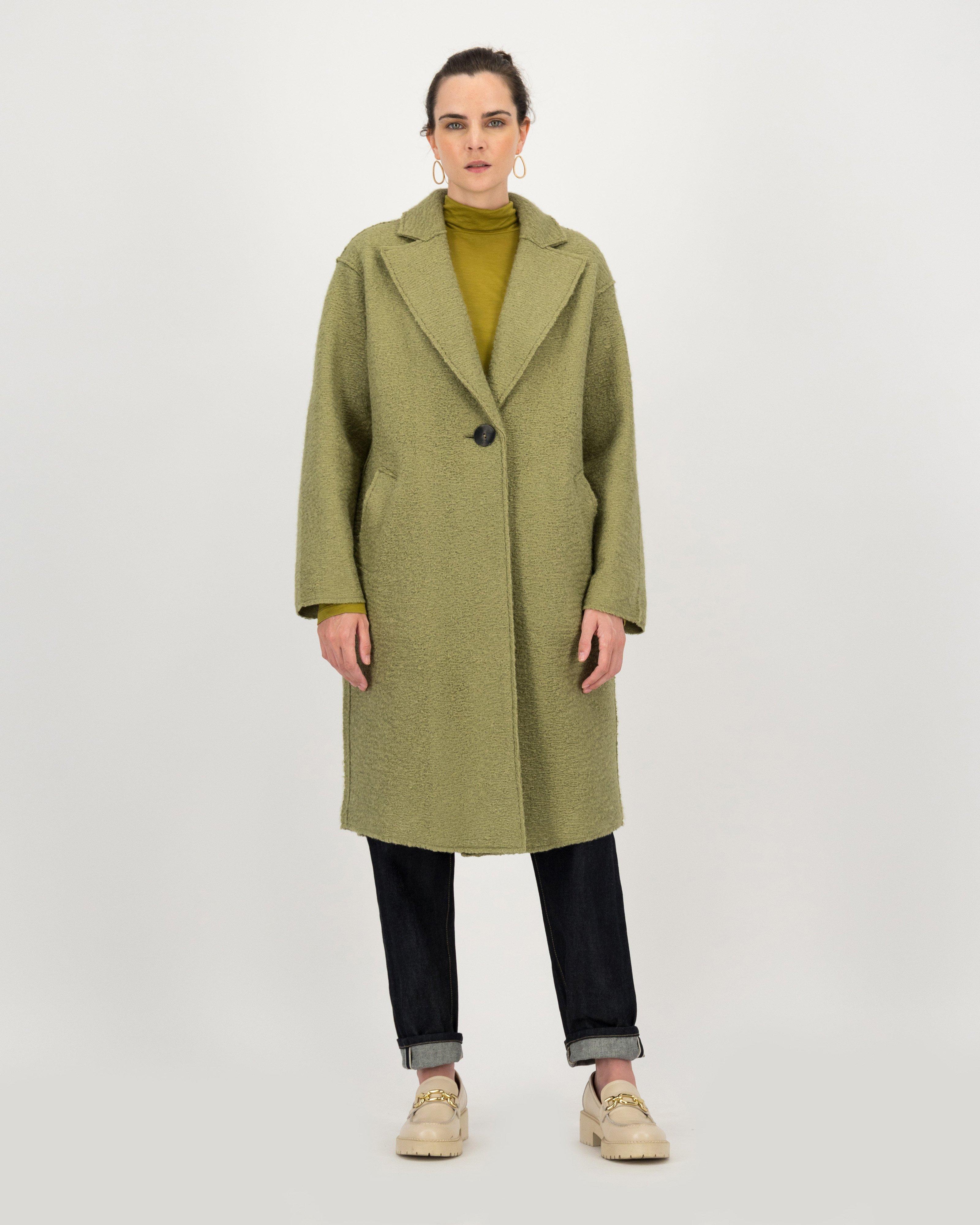 Poetry Jewel Textured Coat -  sage