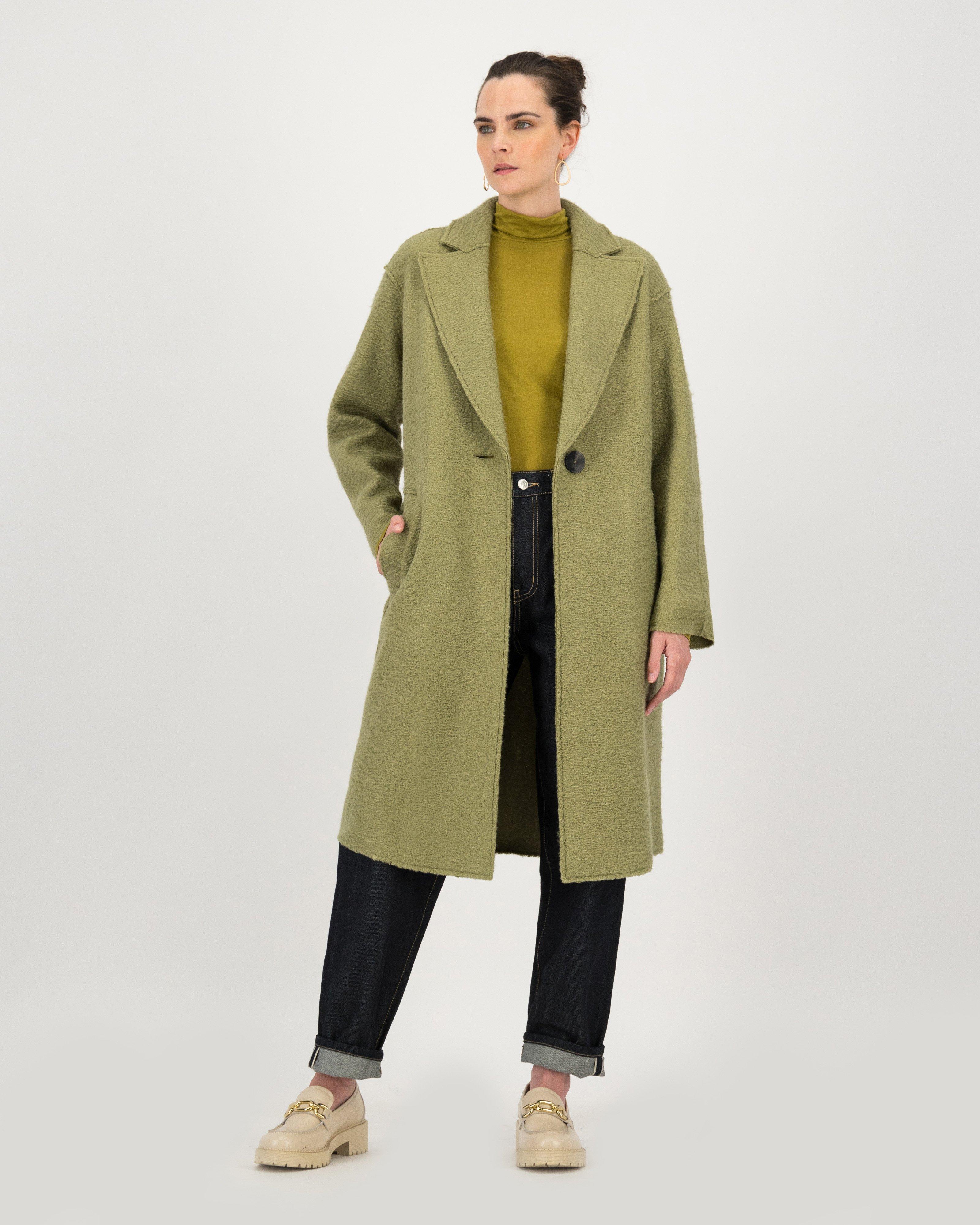 Poetry Jewel Textured Coat -  sage