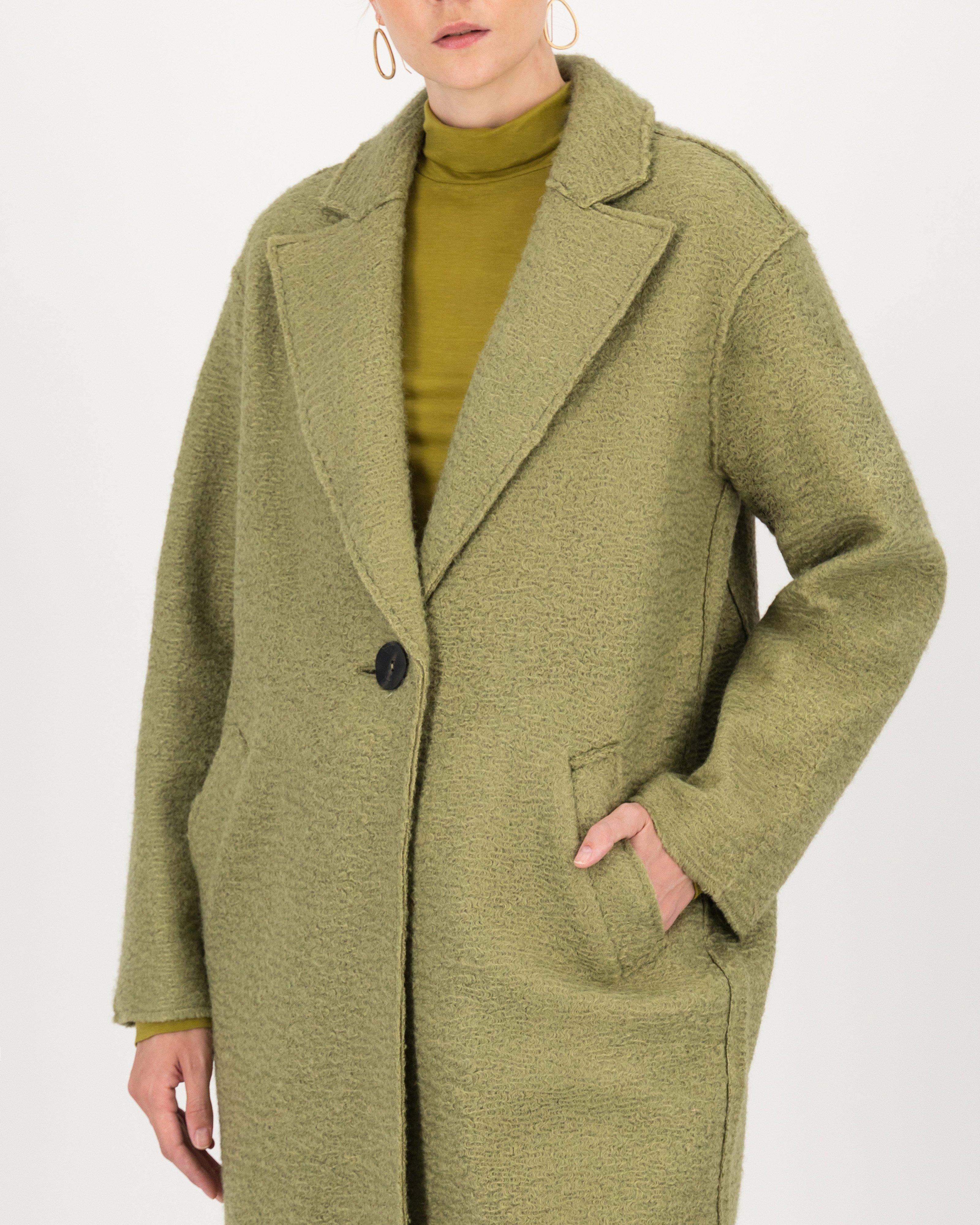 Poetry Jewel Textured Coat -  sage