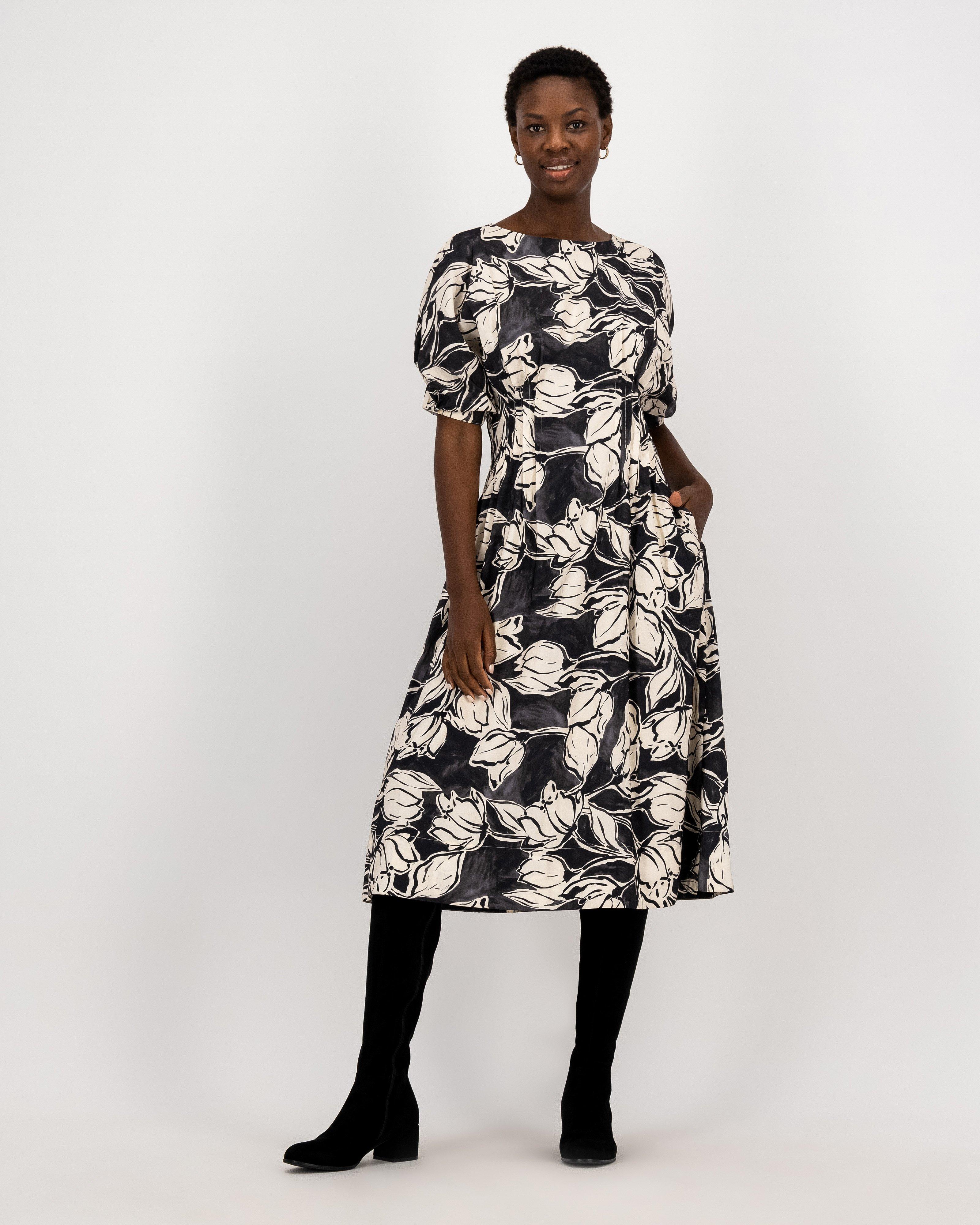 Viwe Printed Pleated Dress -  milk