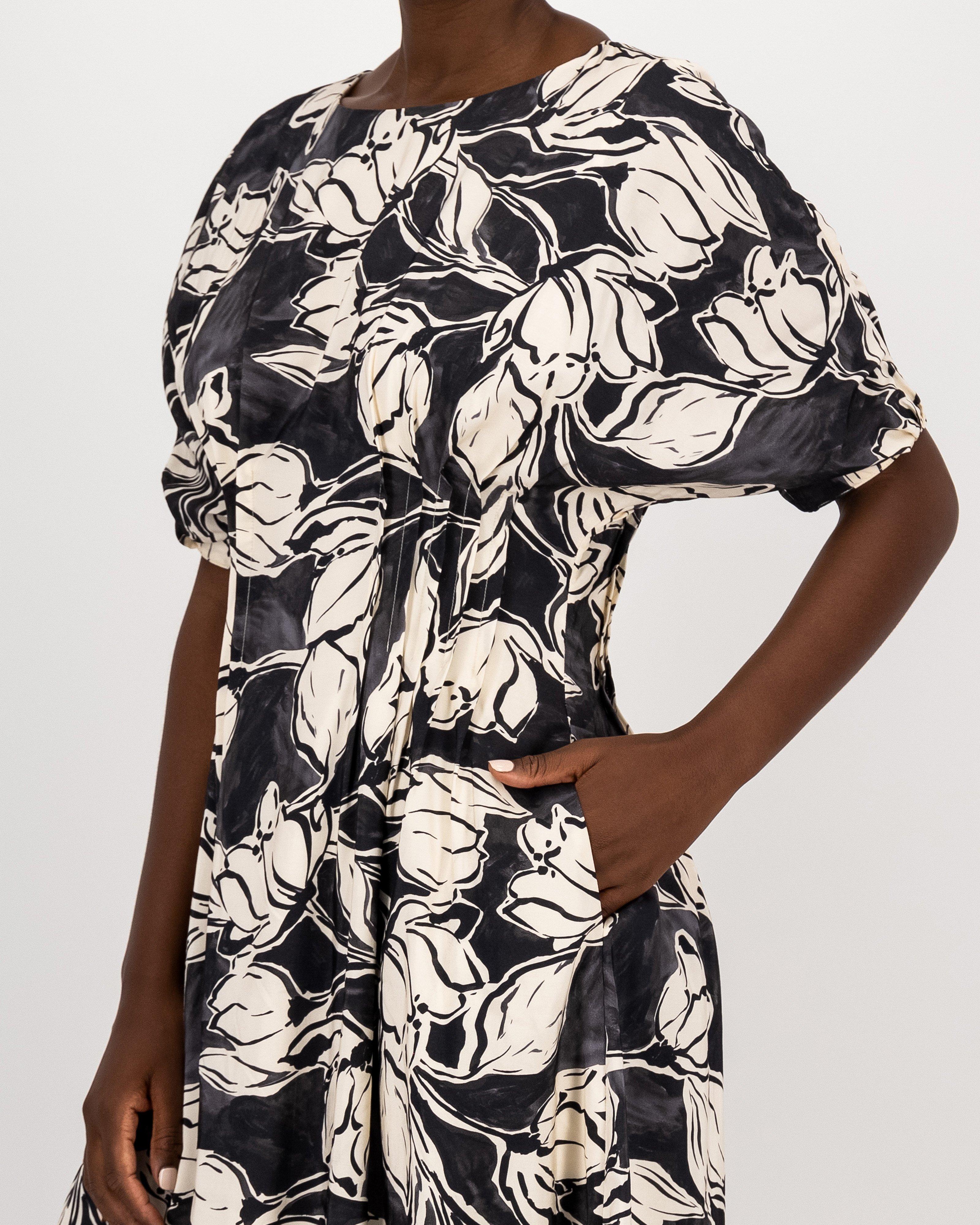 Viwe Printed Pleated Dress -  milk