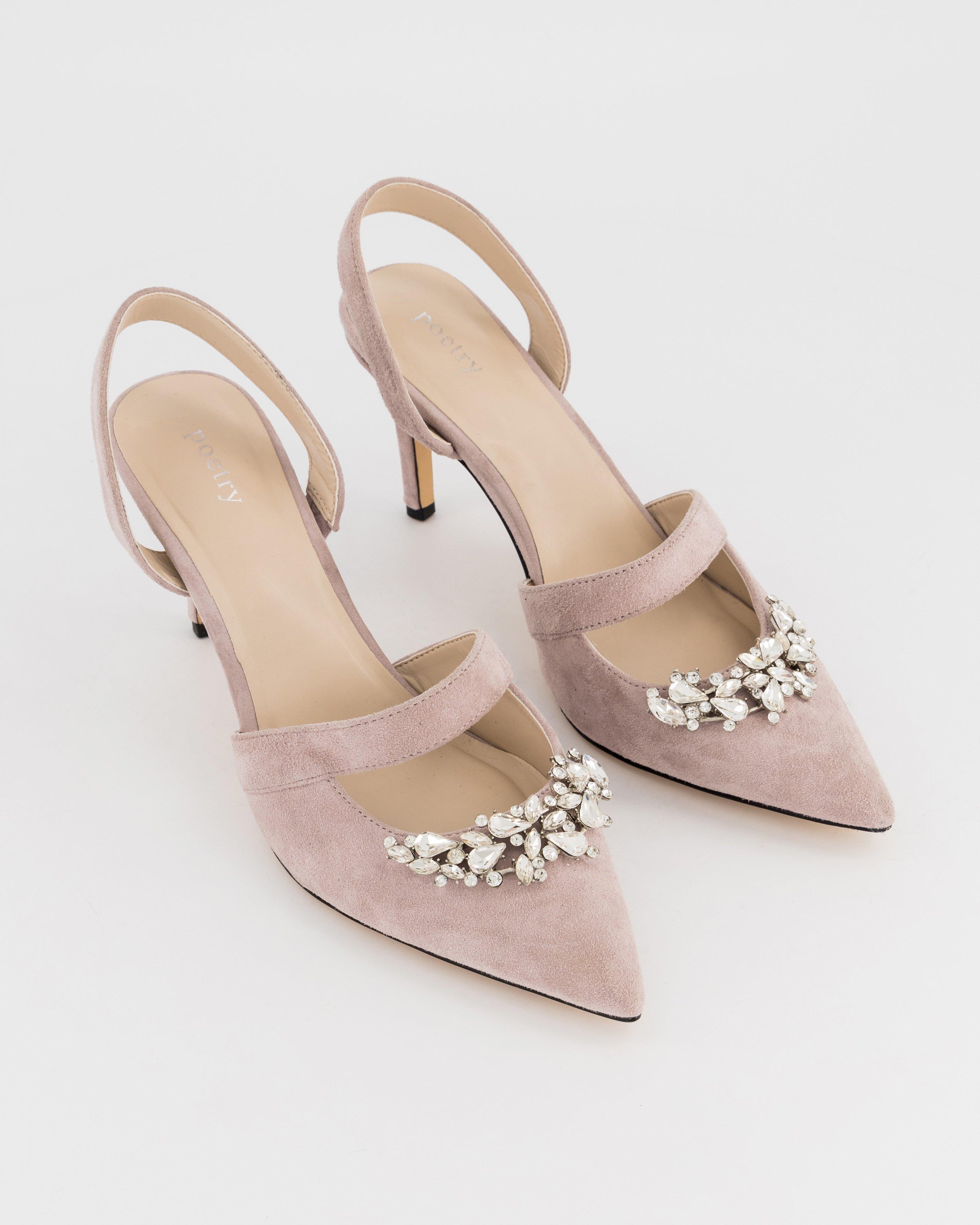 Saiorse Bling Suede Heel -  grey