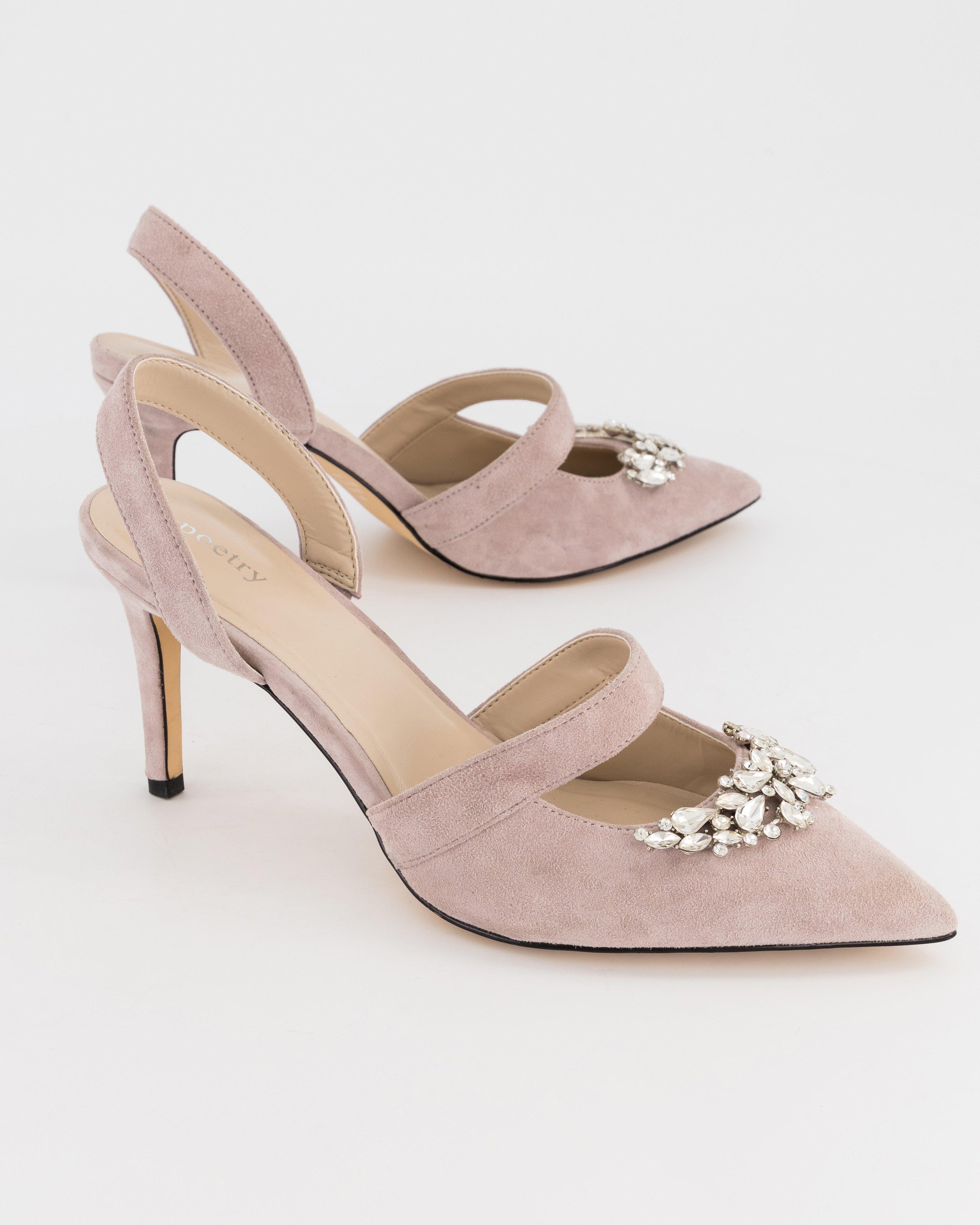 Saiorse Bling Suede Heel -  grey