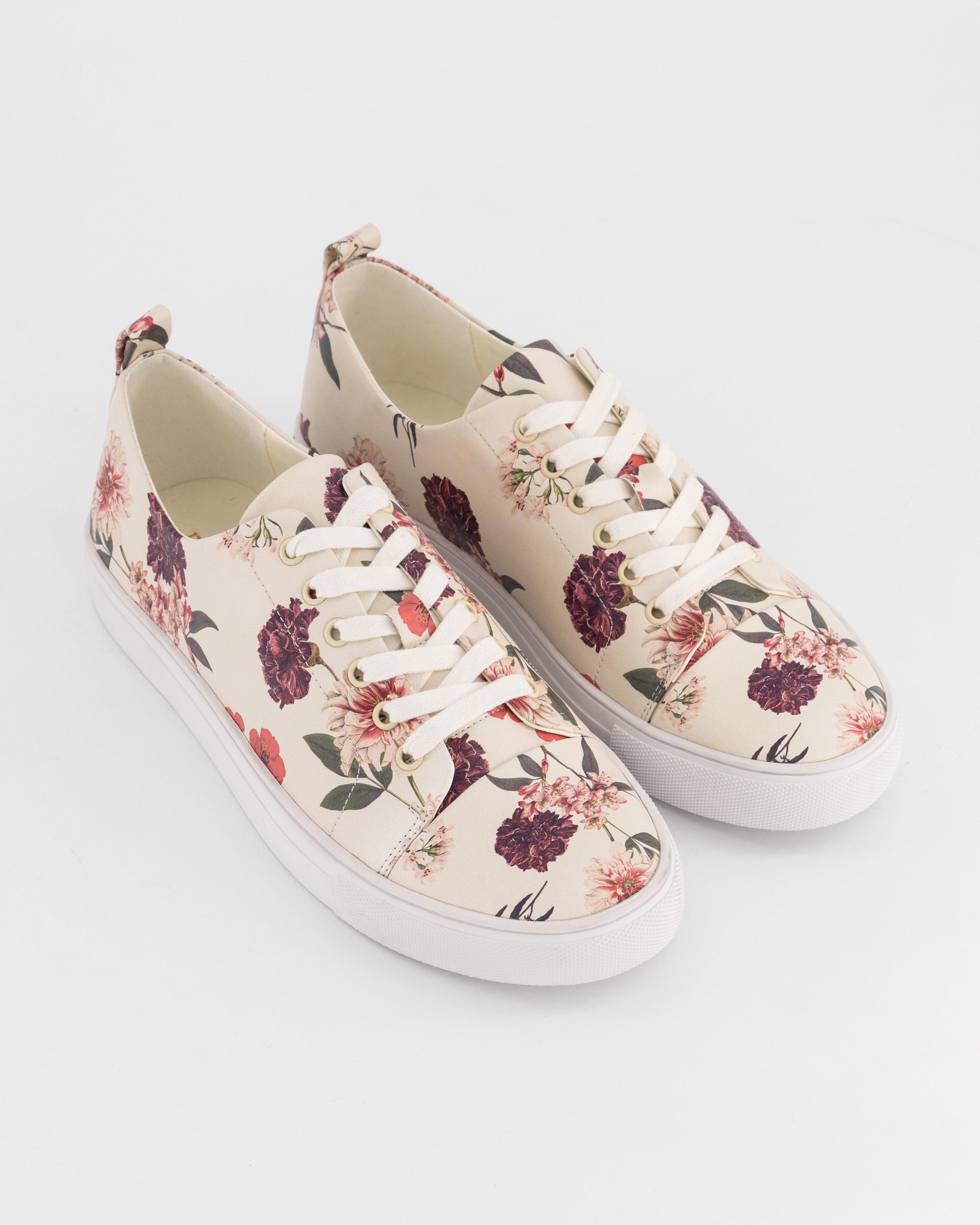 Fallon Print Sneaker -  nude