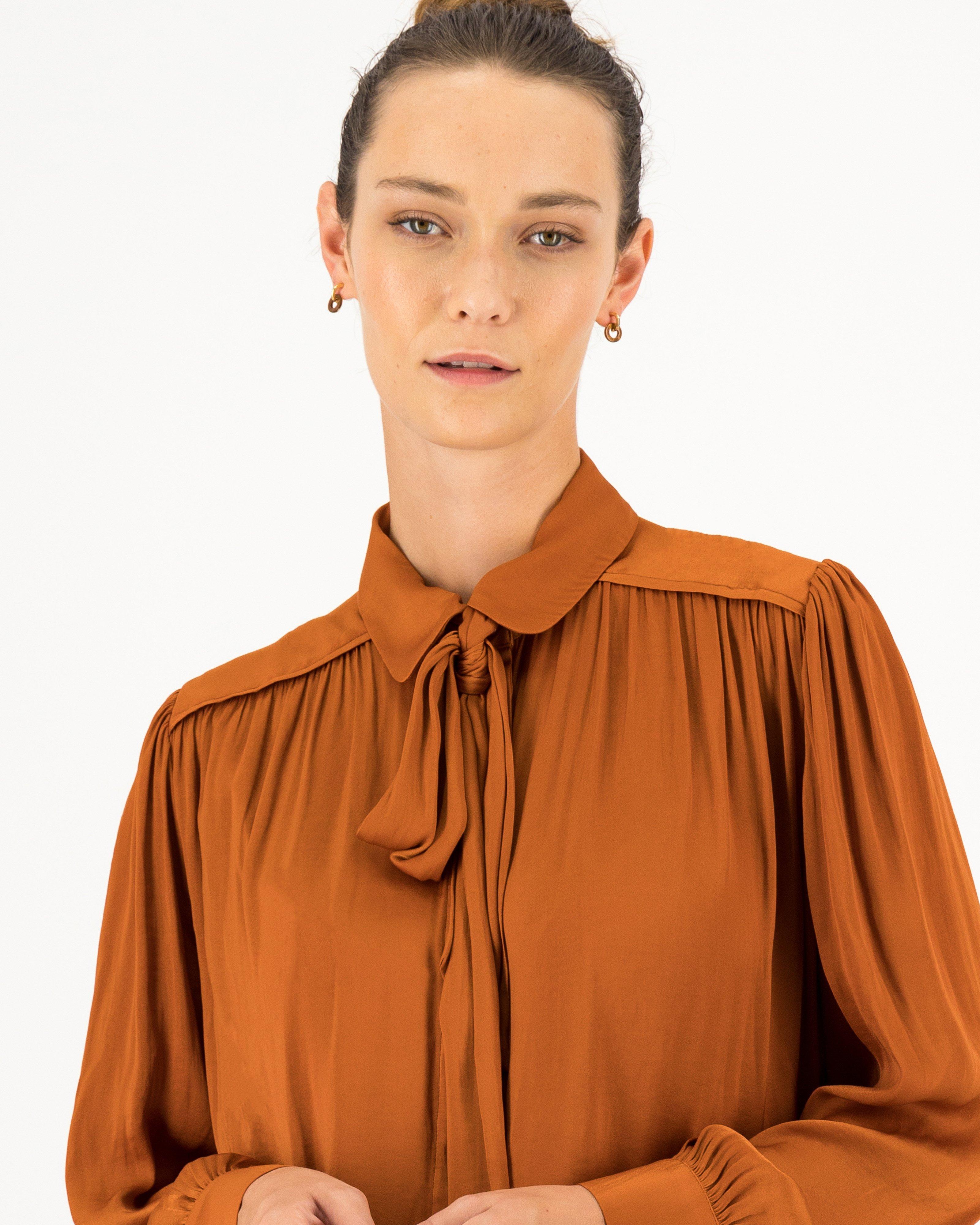 Sileta Kitty Bow Blouse -  rust