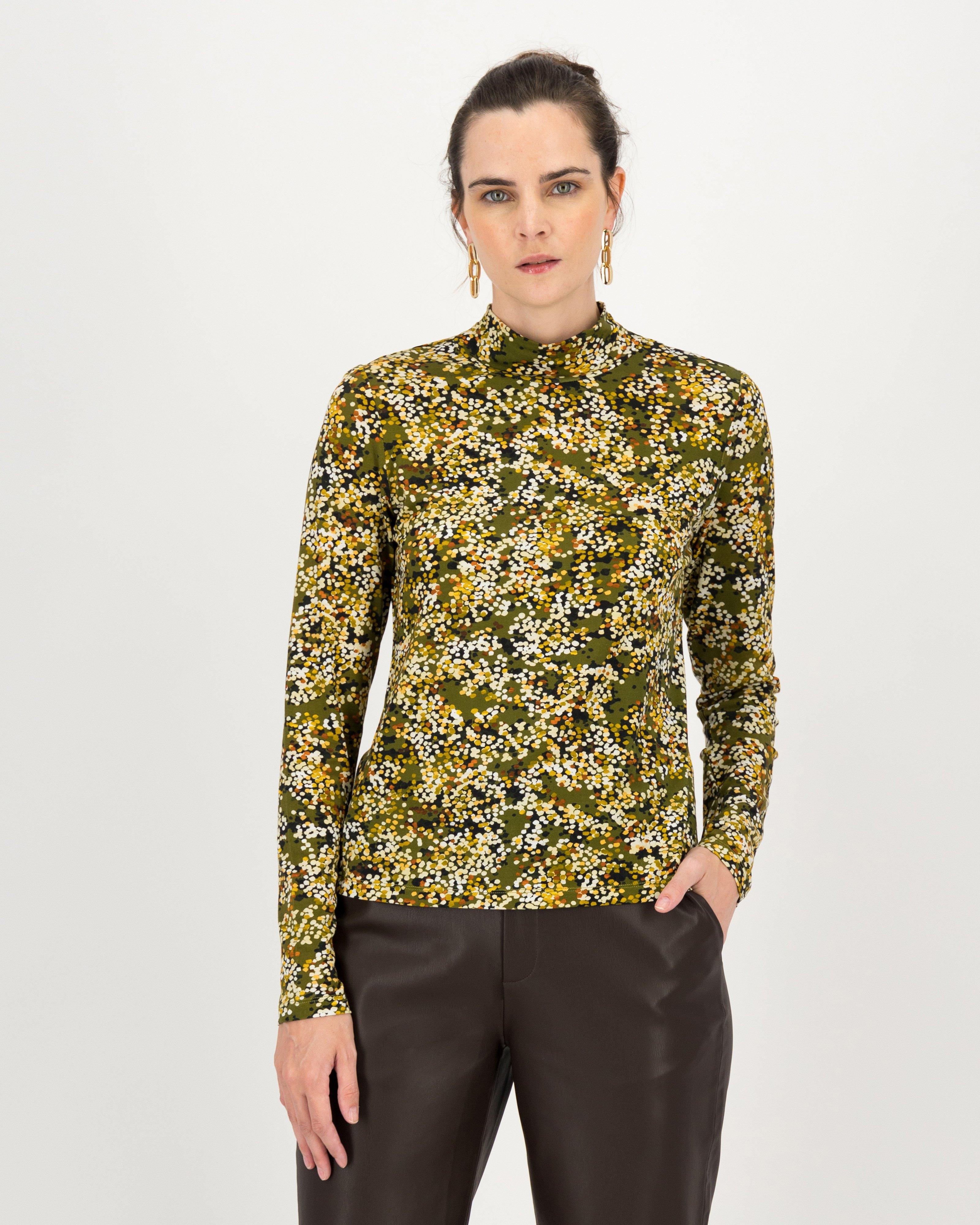 Brielle Printed Funnel Neck Top -  assorted