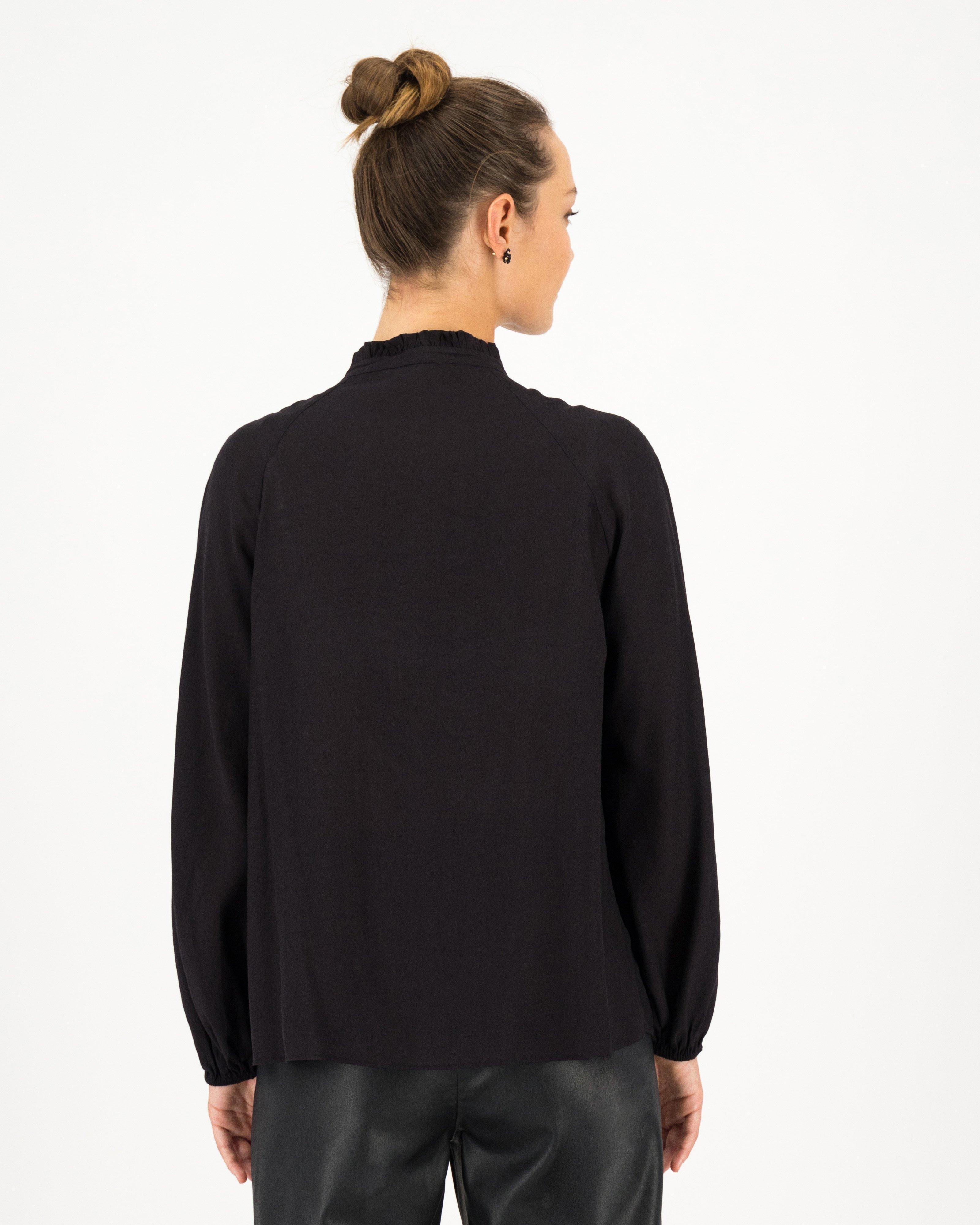 Edie Pintuck Blouse -  black