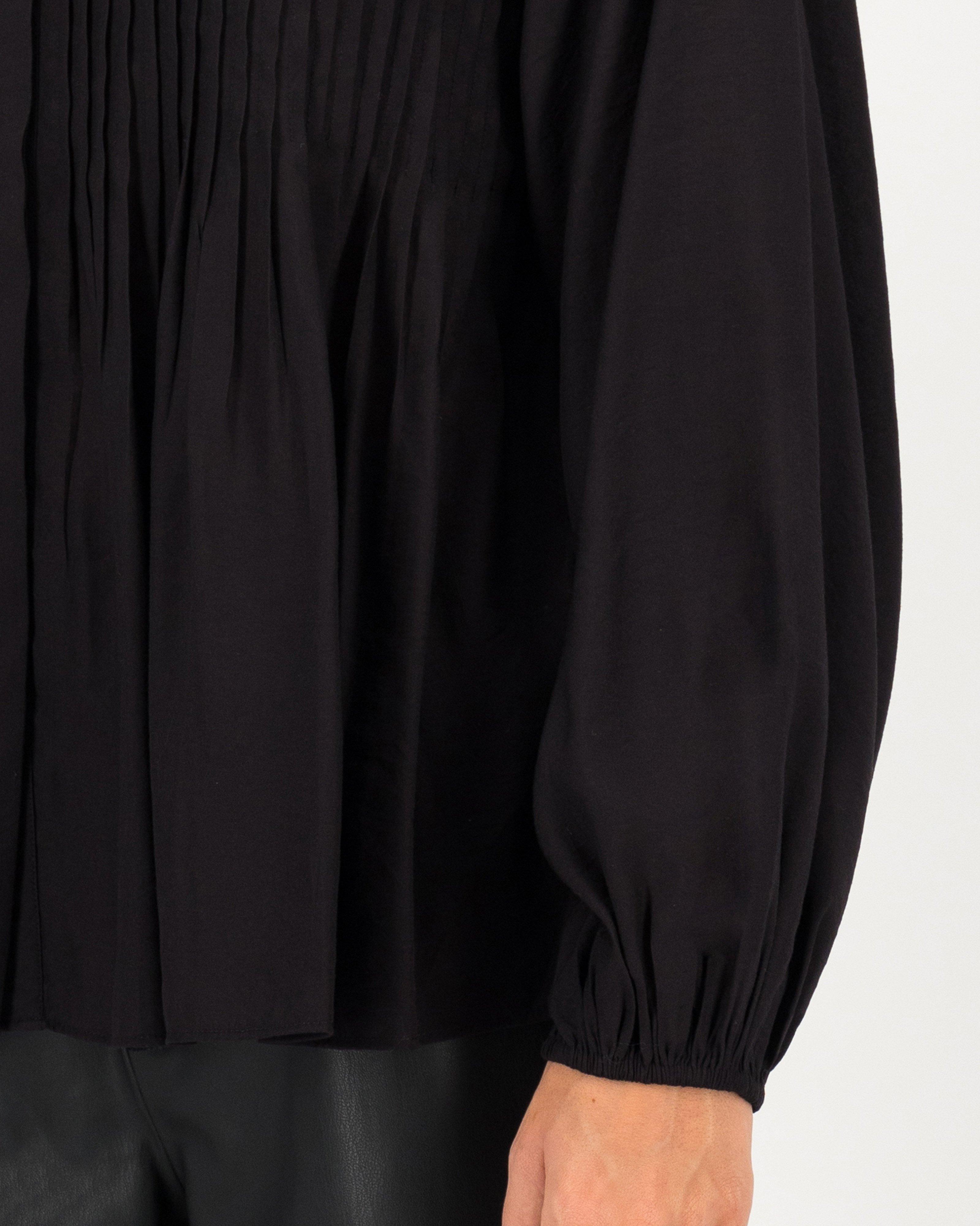 Edie Pintuck Blouse -  black