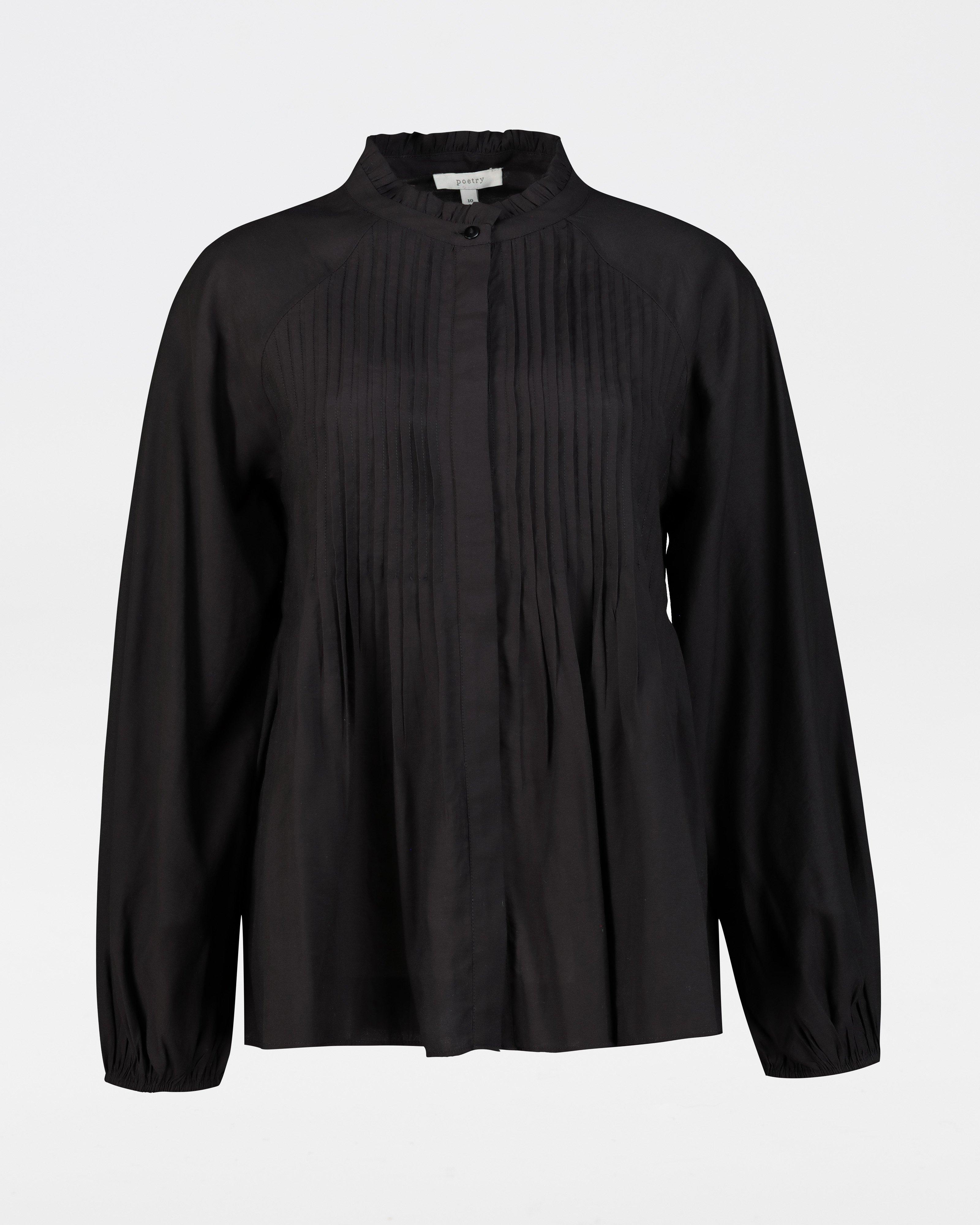 Edie Pintuck Blouse -  black