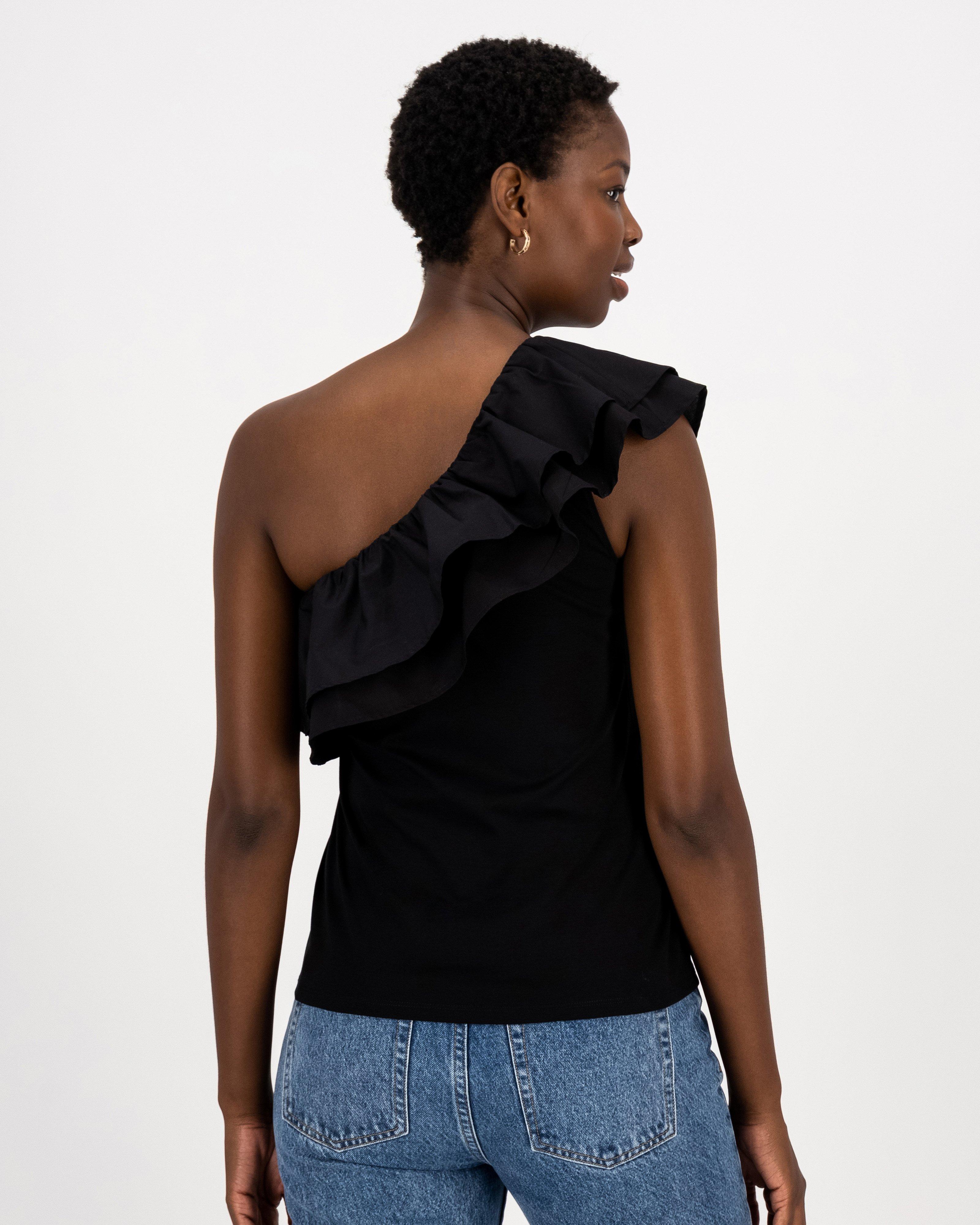 Akira One Shoulder Top -  black