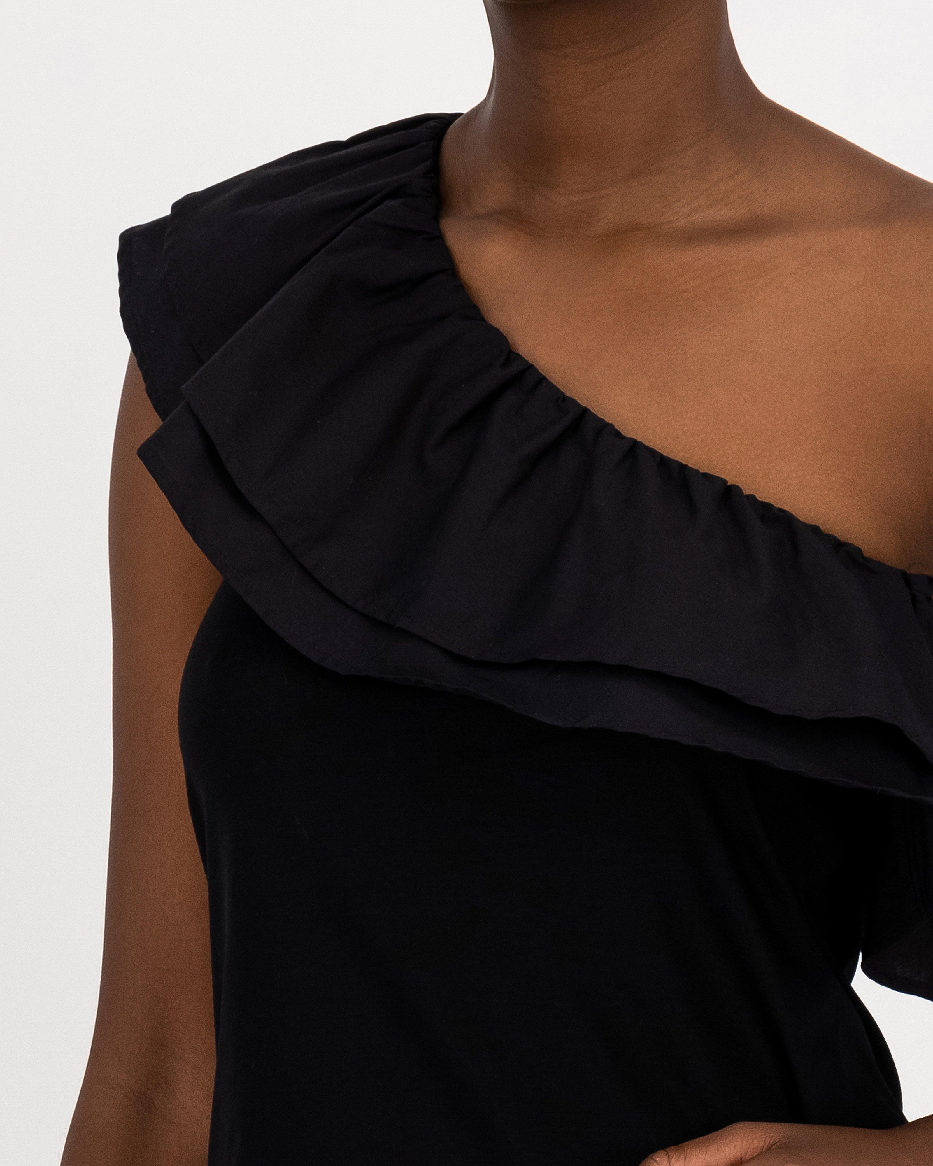 Akira One Shoulder Top -  black