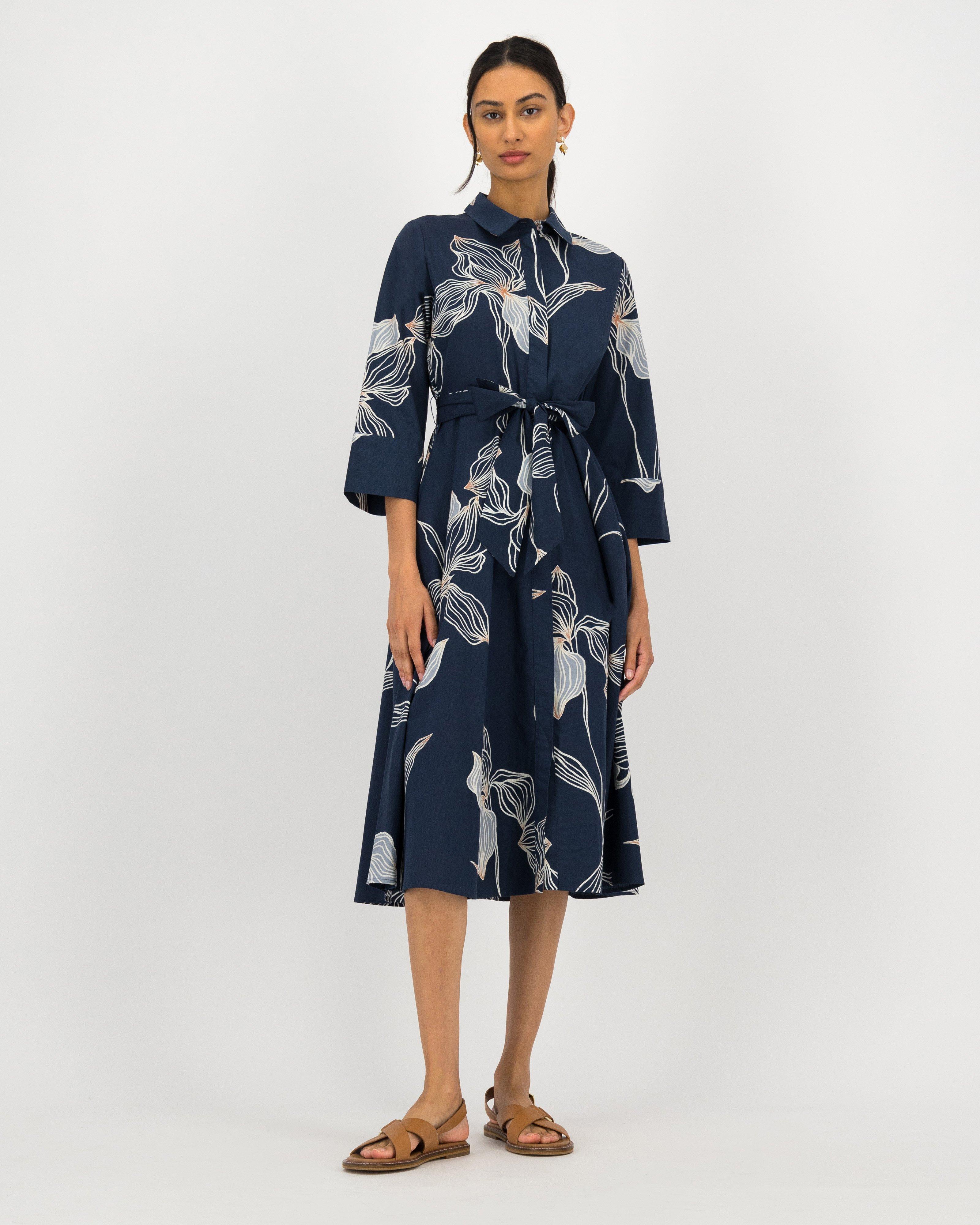 Selah Printed Dress -  blue