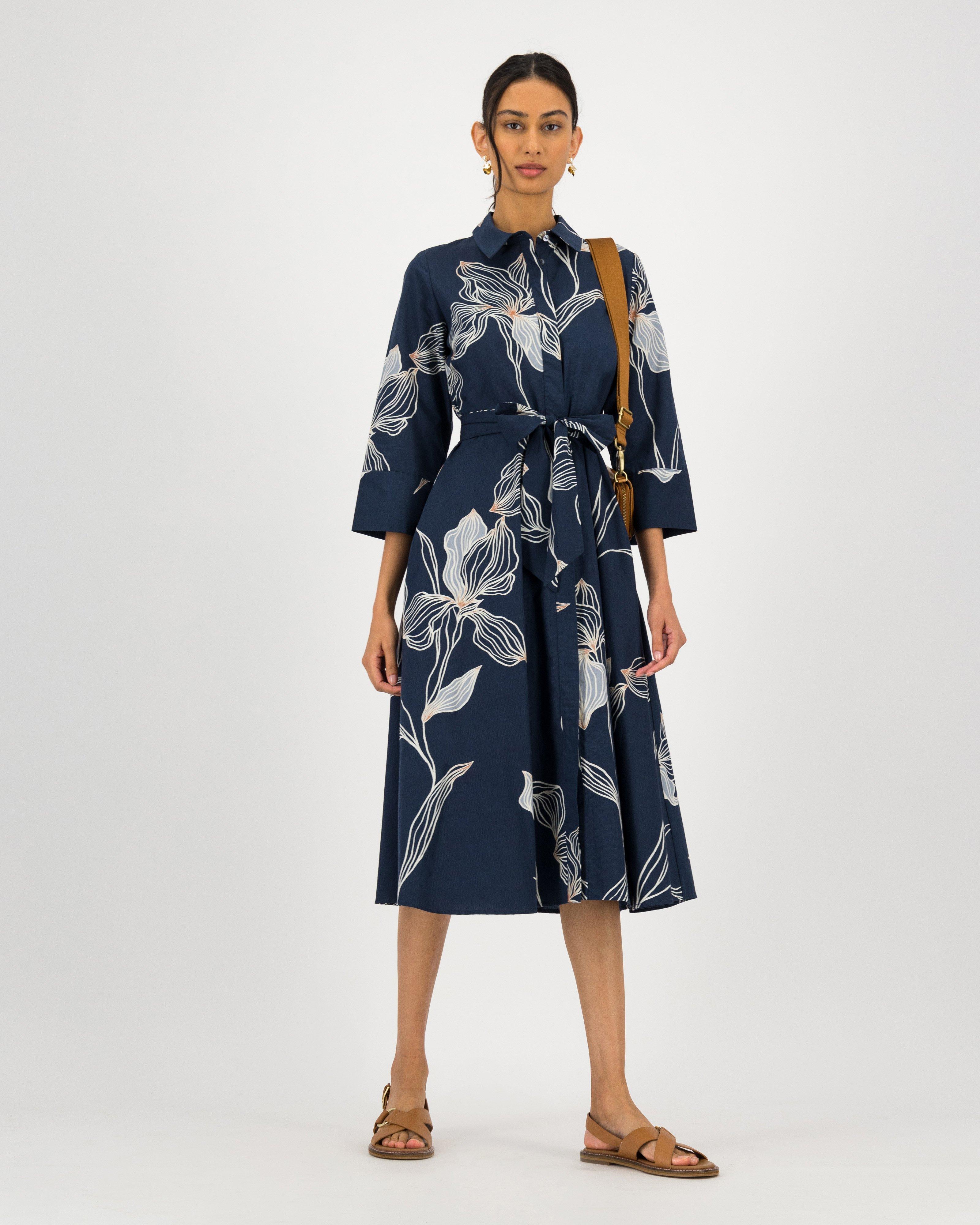 Selah Printed Dress -  blue