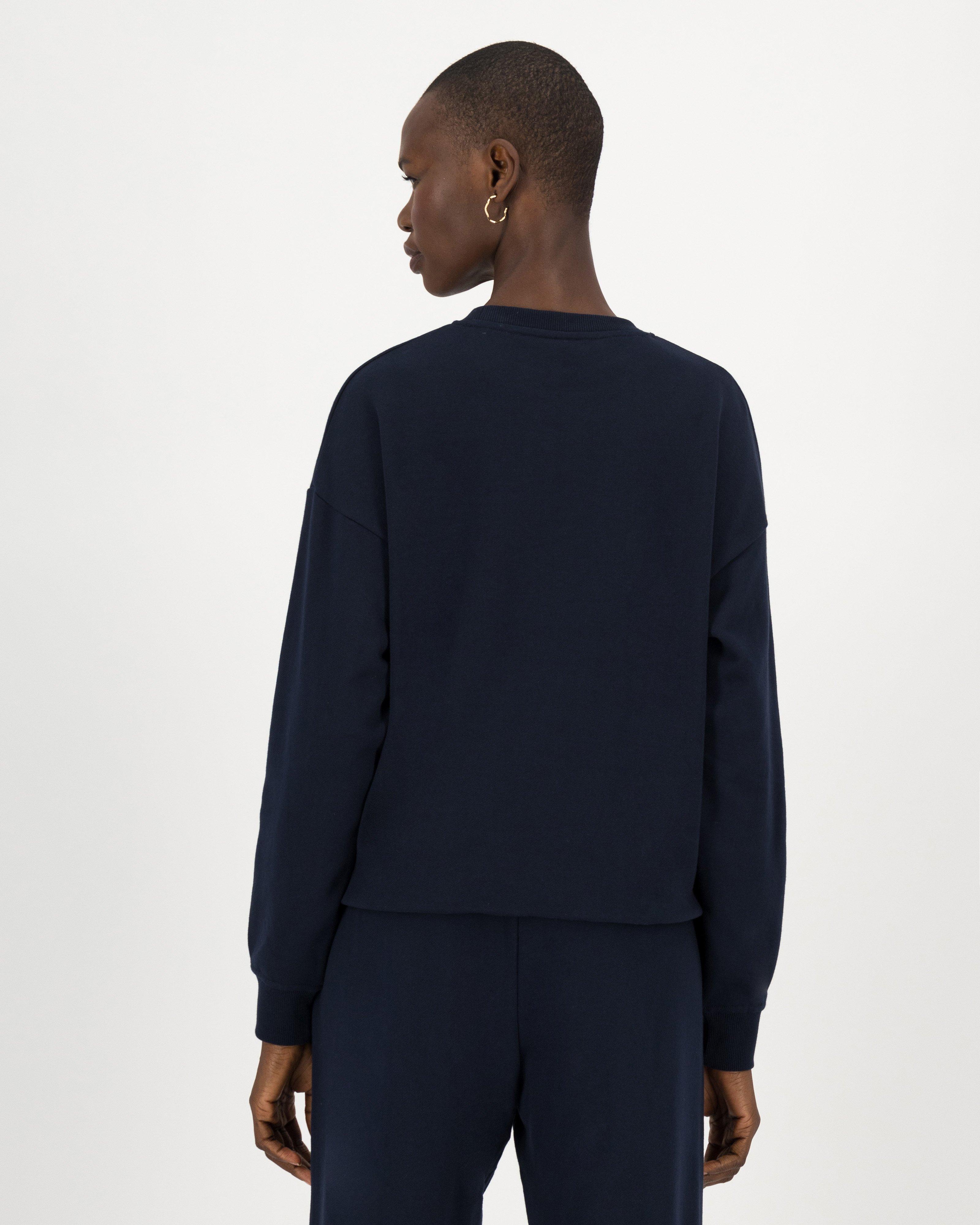 Vicky Punch Needle Sweat Top -  navy