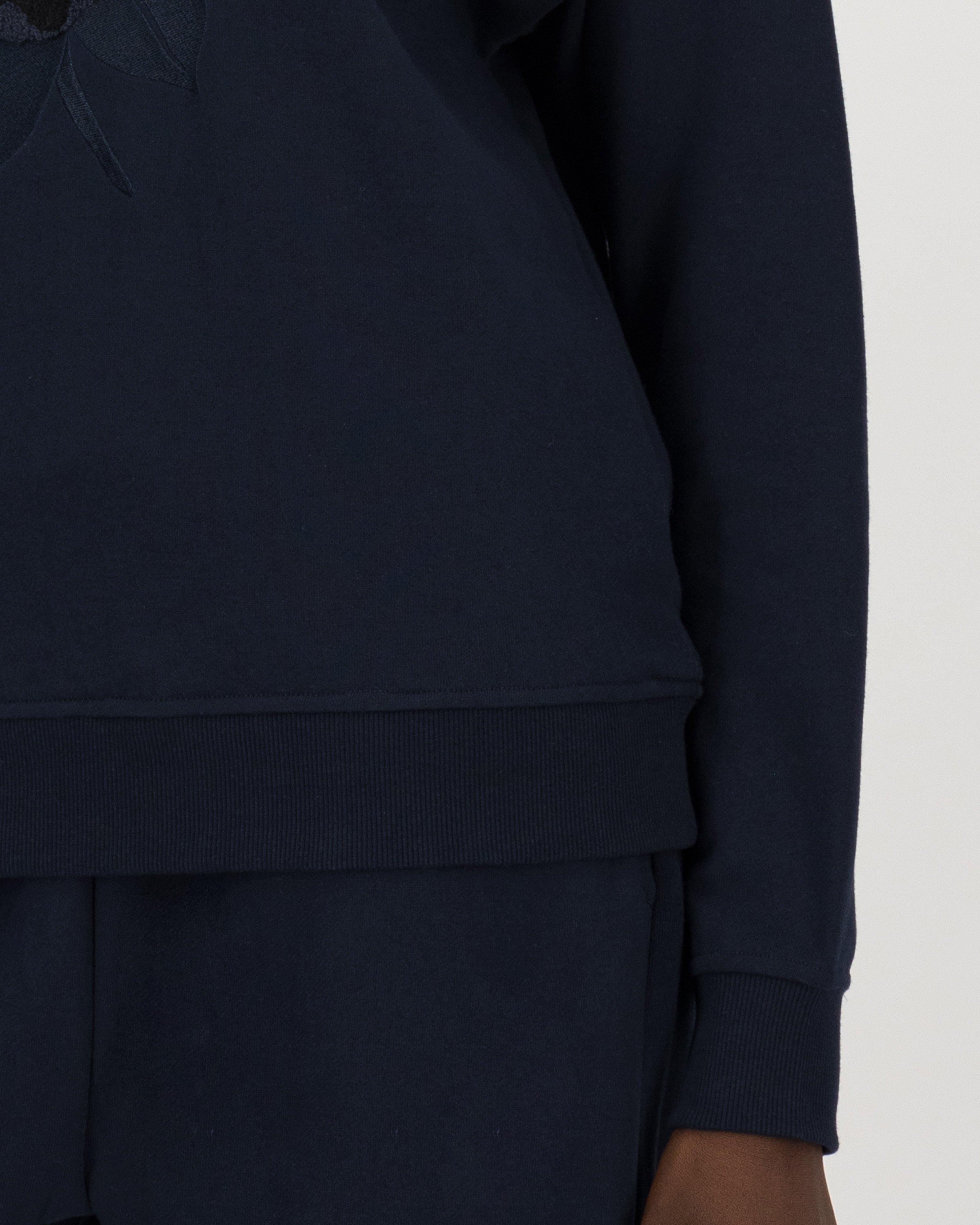 Vicky Punch Needle Sweat Top -  navy