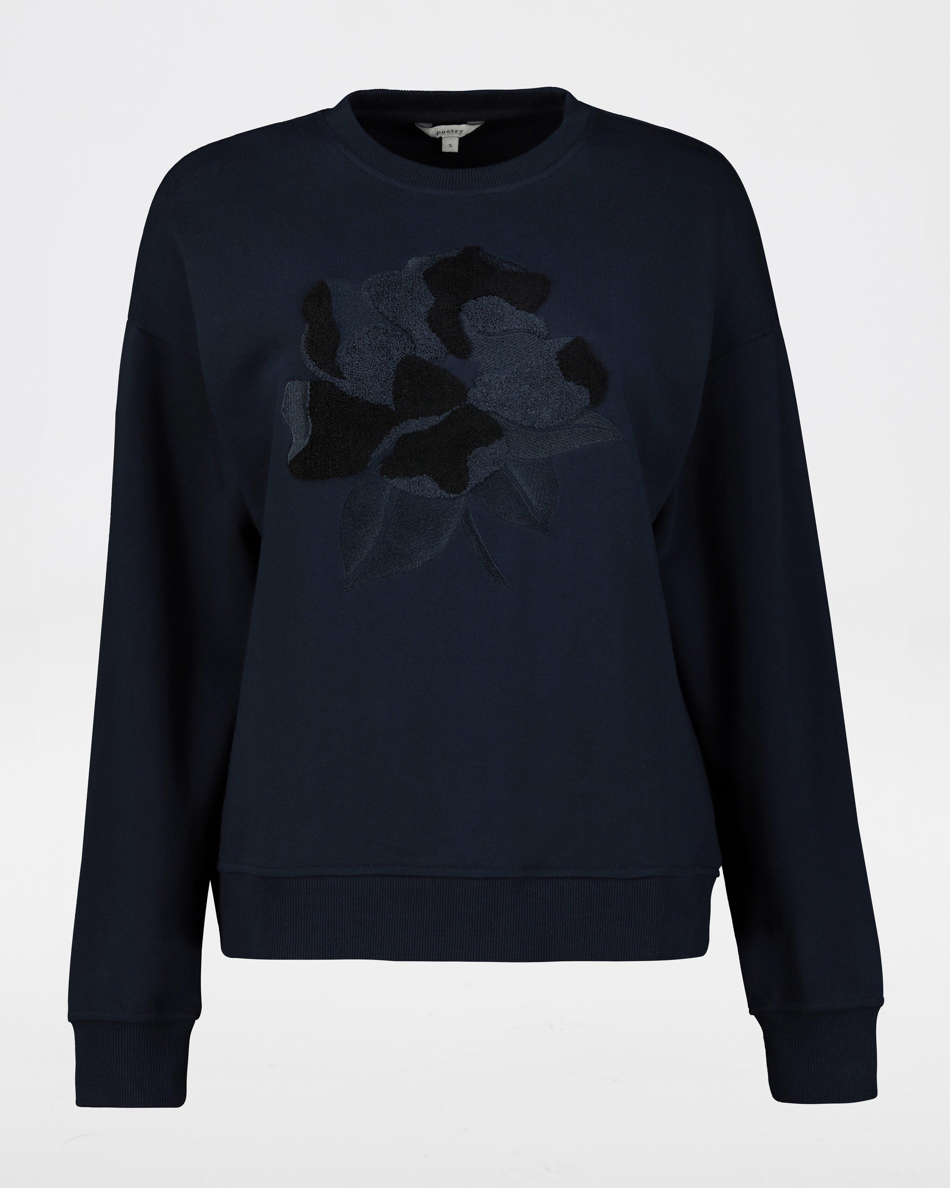 Vicky Punch Needle Sweat Top -  navy