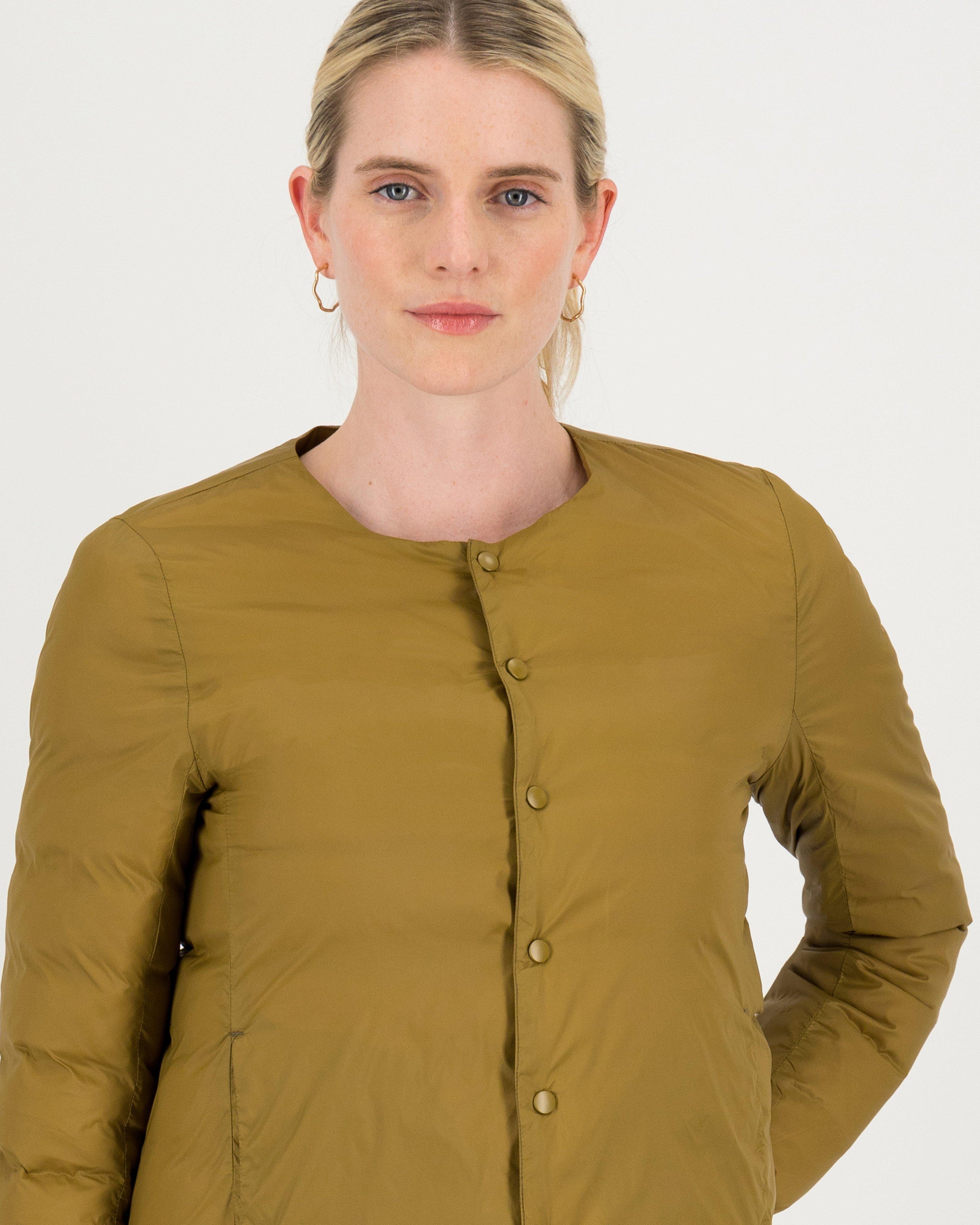 Prisha Collarless Down Puffer Jacket -  brown