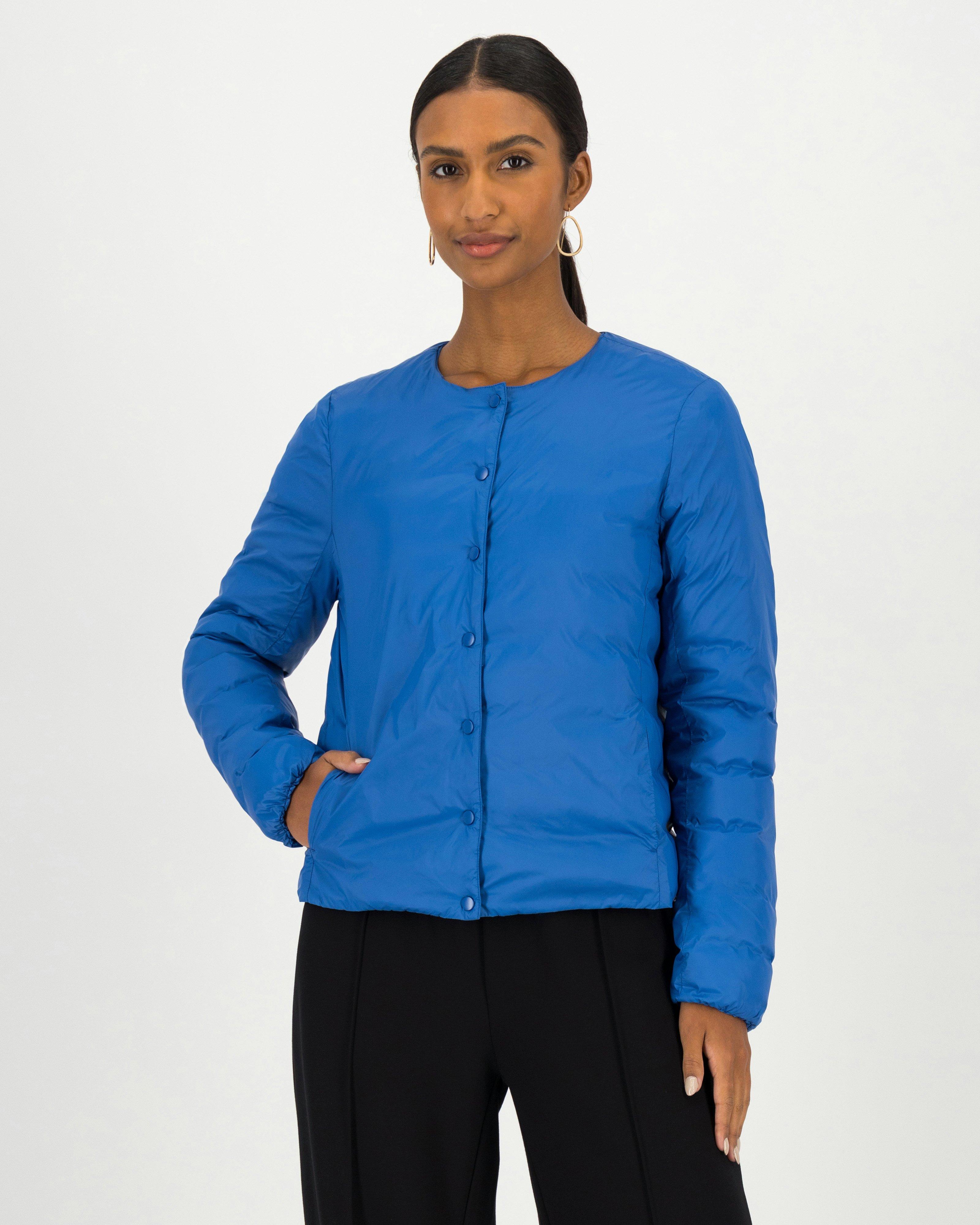 Prisha Collarless Down Puffer Jacket -  blue