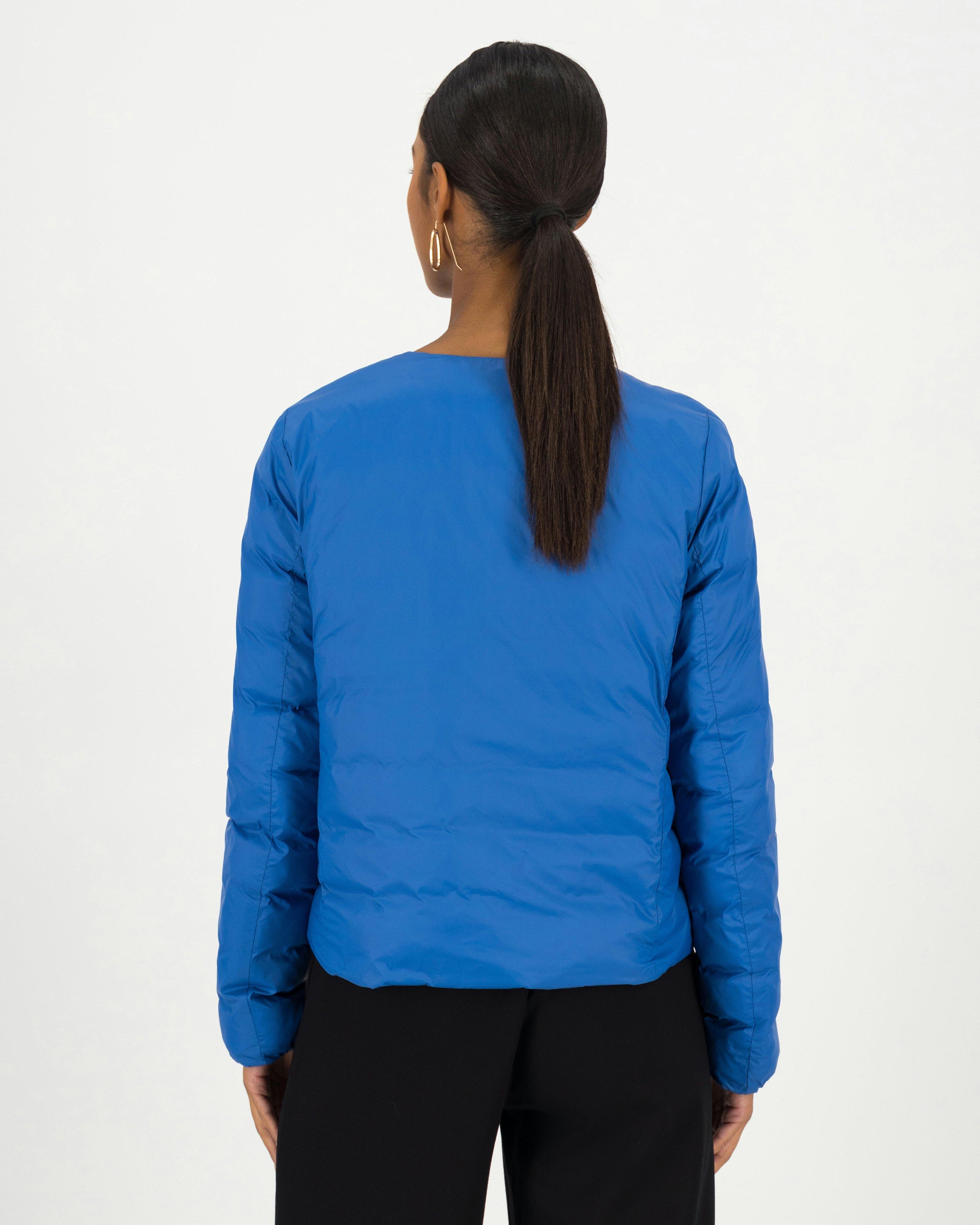 Prisha Collarless Down Puffer Jacket -  blue