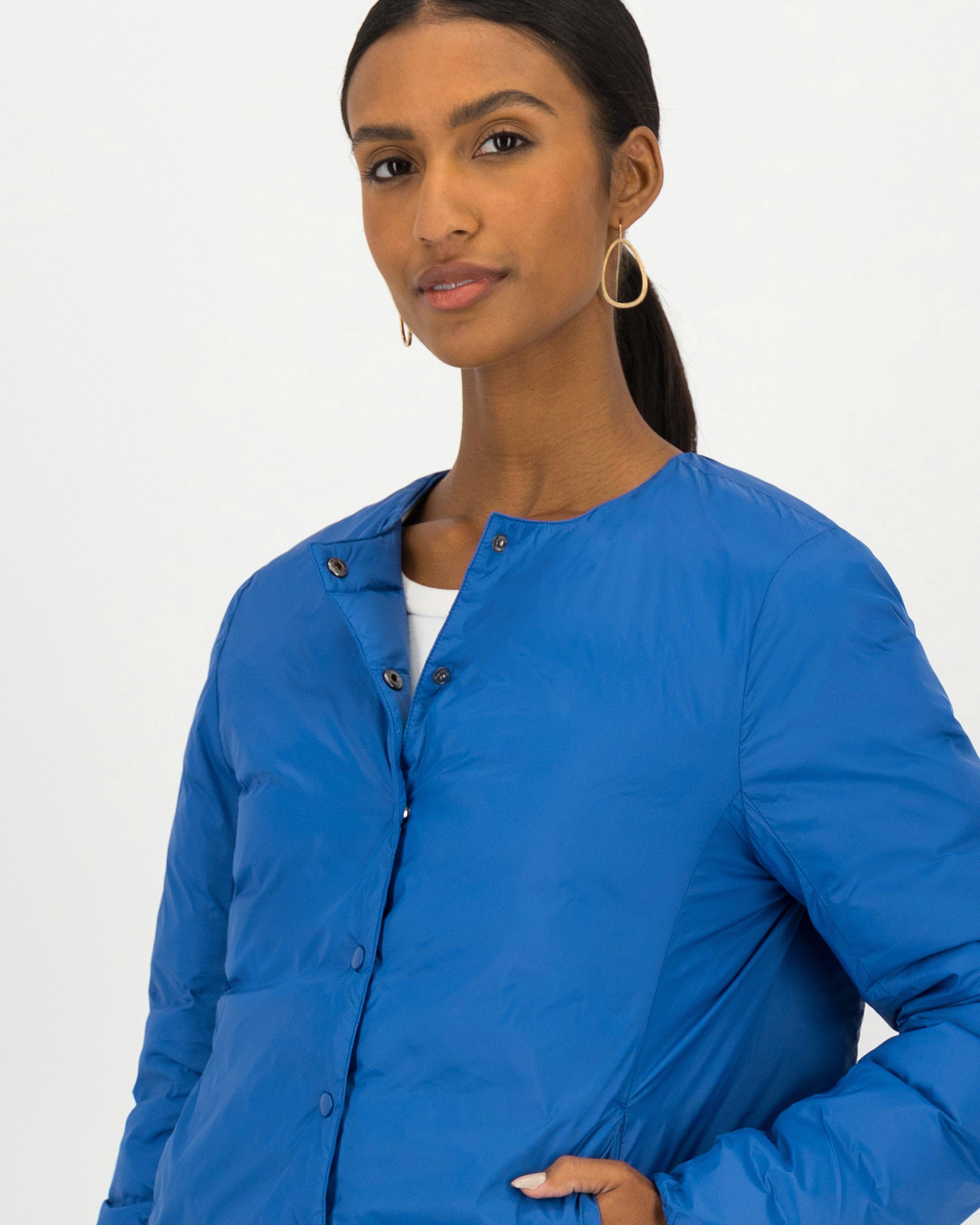 Prisha Collarless Down Puffer Jacket -  blue