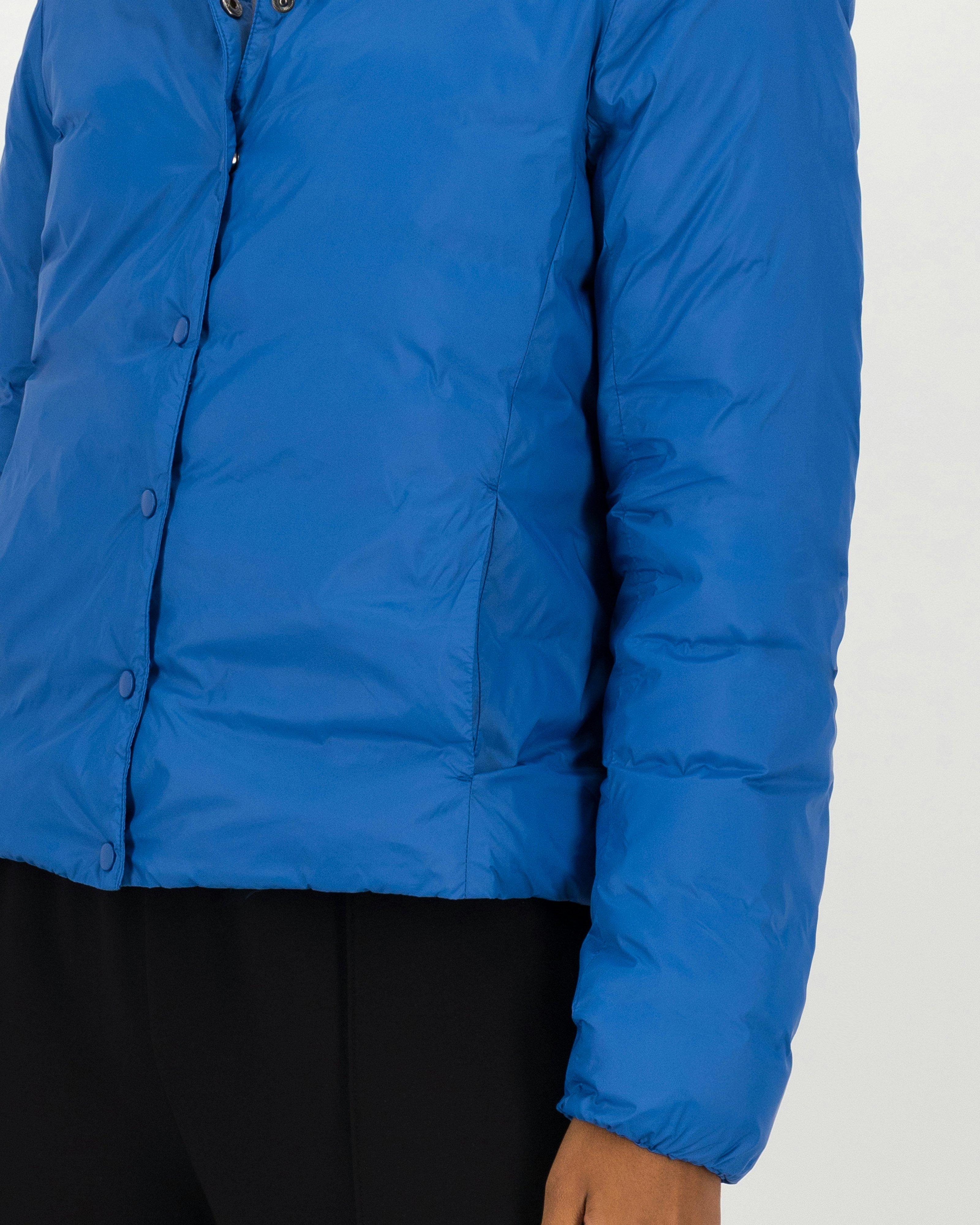 Prisha Collarless Down Puffer Jacket -  blue