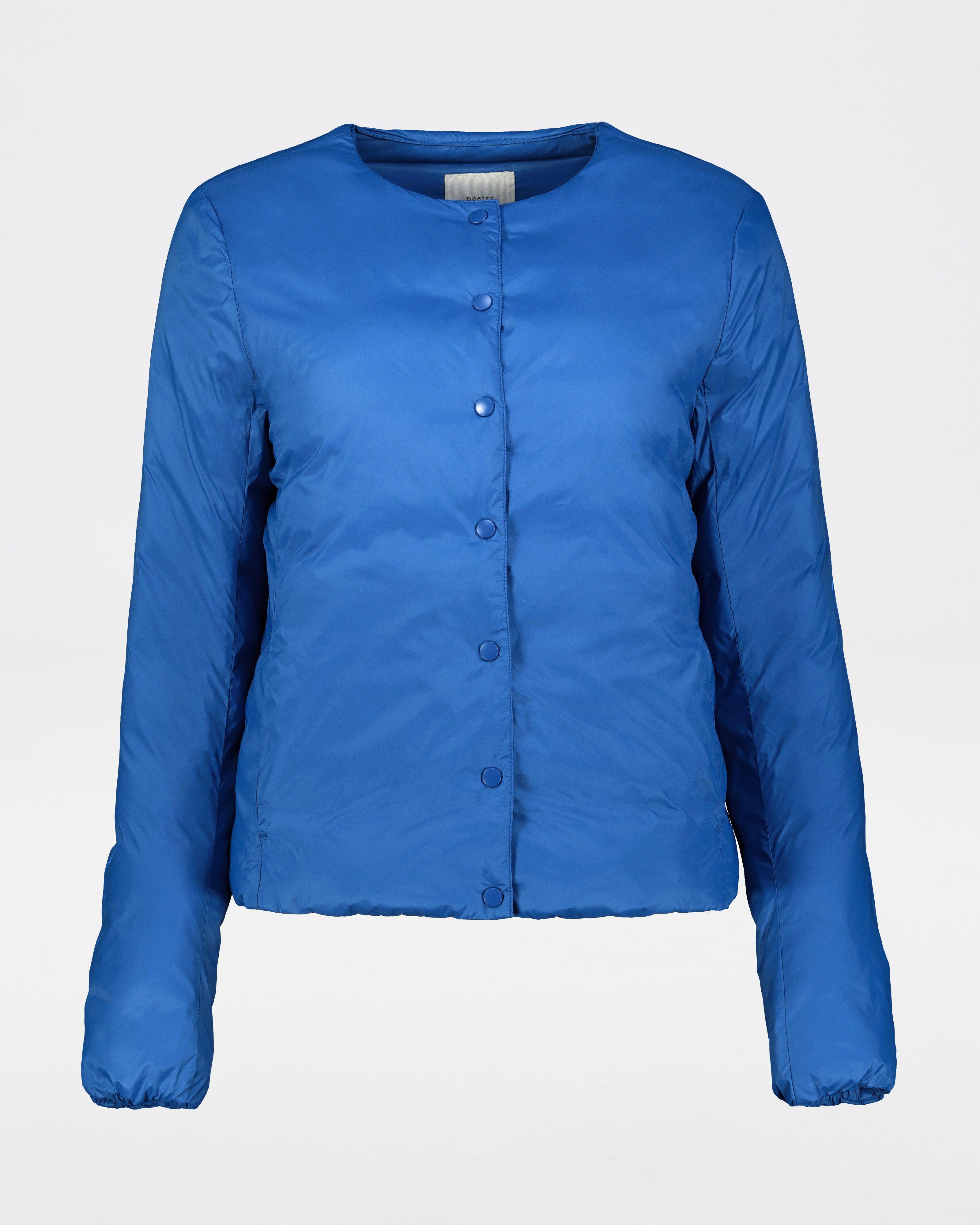 Prisha Collarless Down Puffer Jacket -  blue