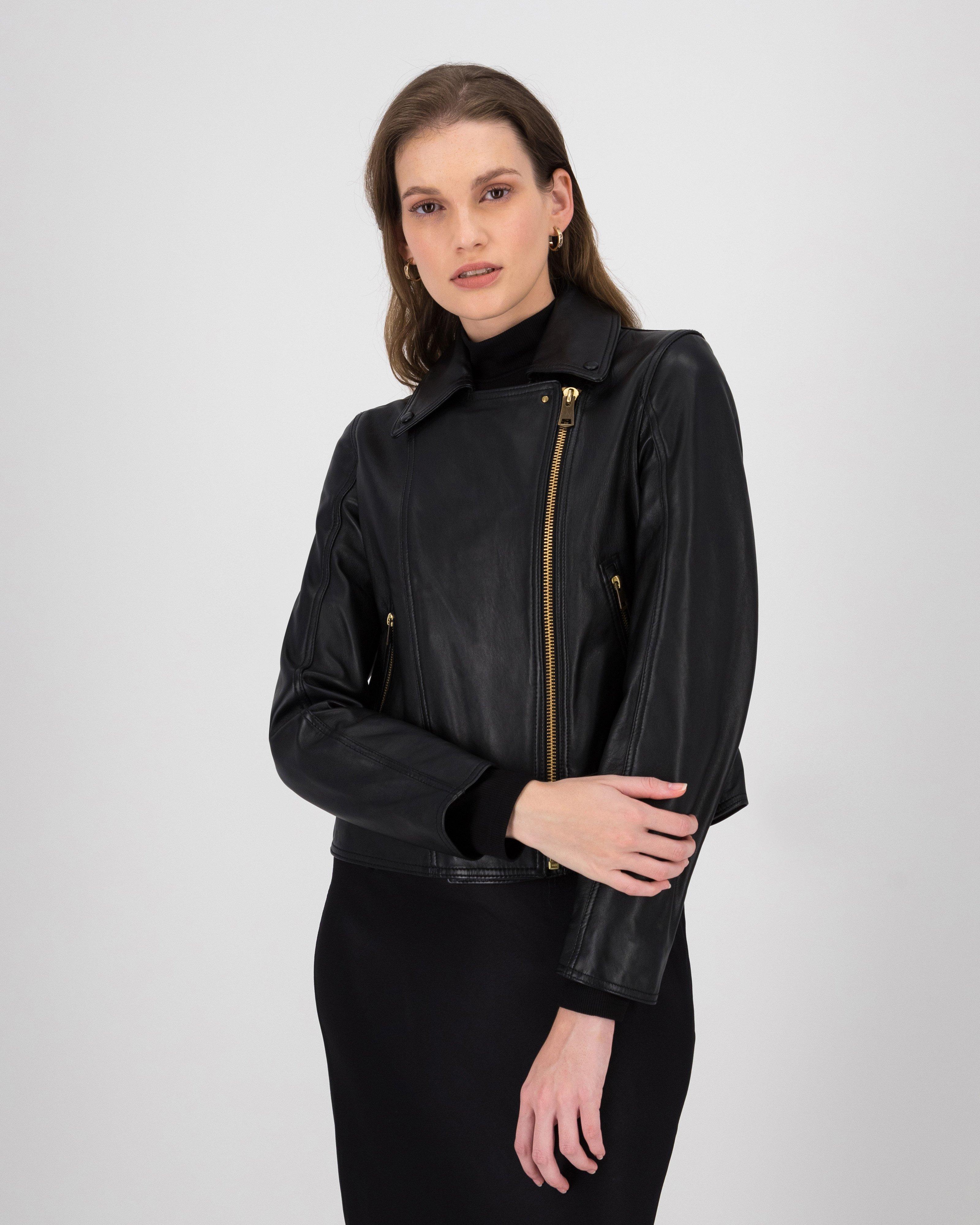 Poetry Noemie Biker Leather Jacket -  black