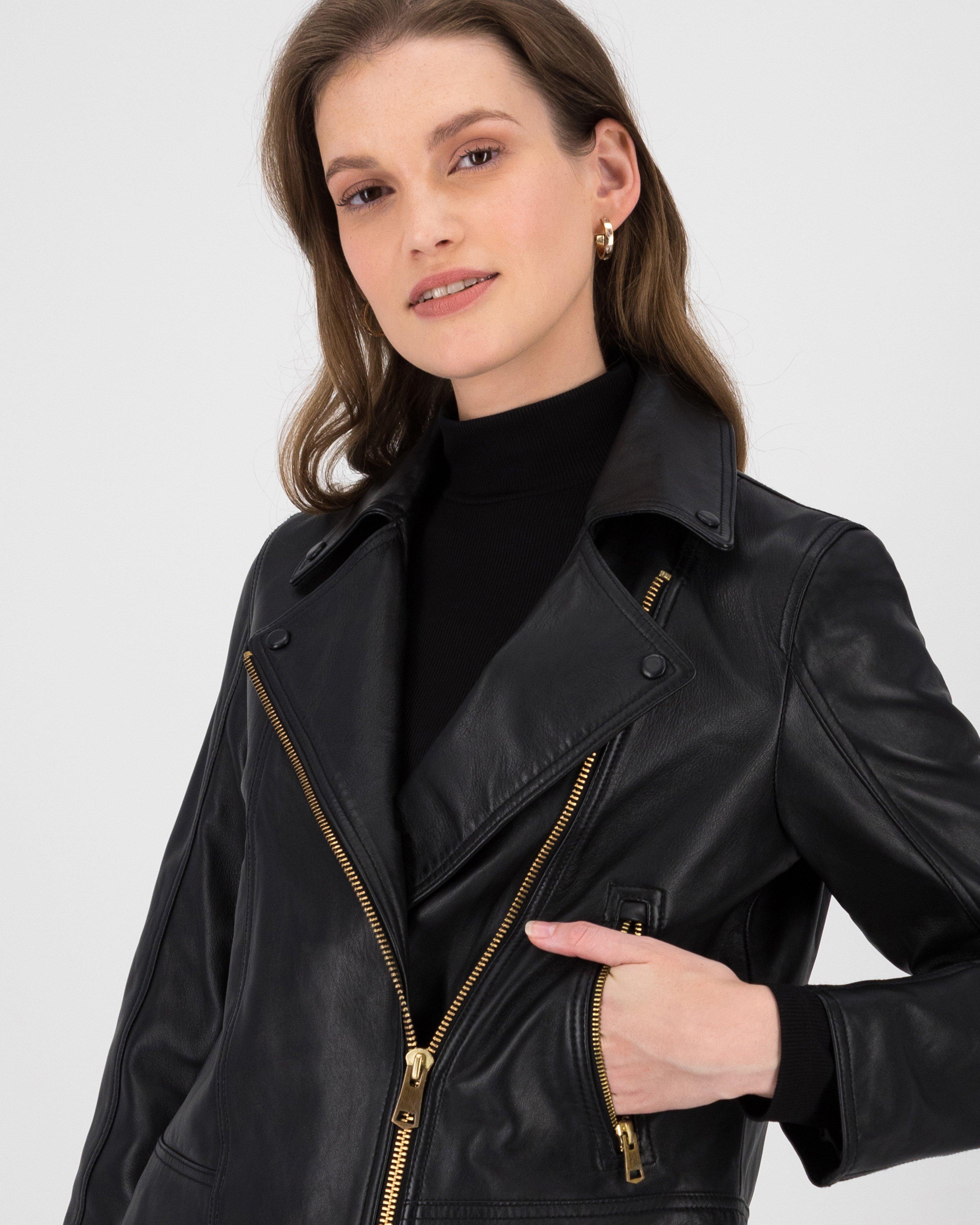 Poetry Noemie Biker Leather Jacket -  black