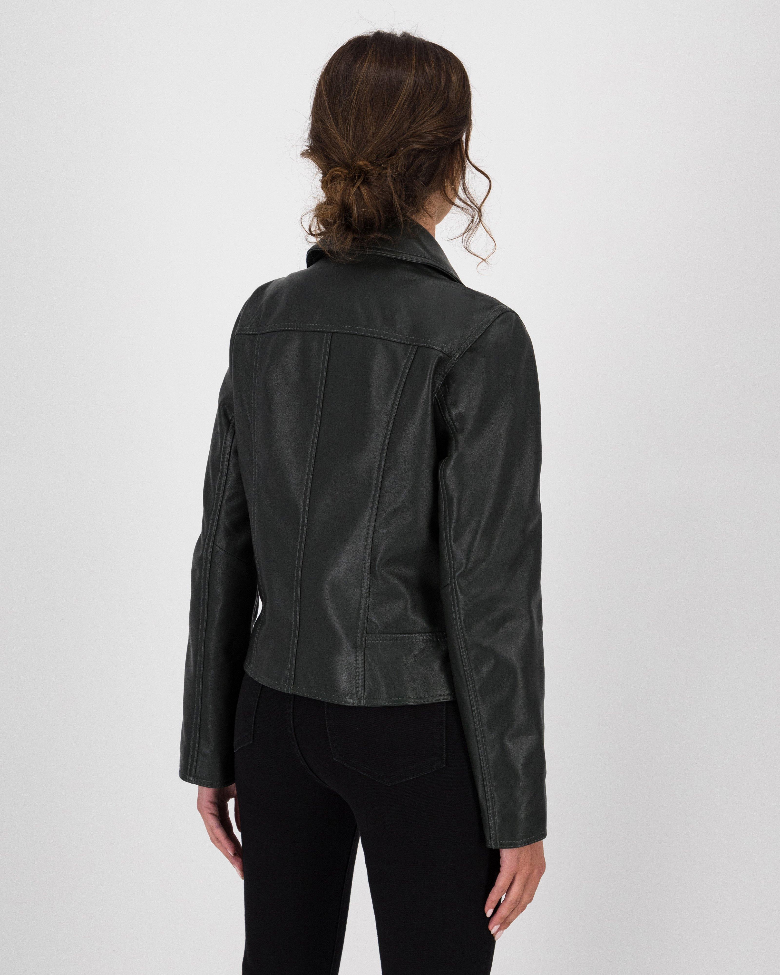 Poetry Noemie Biker Leather Jacket -  darkgreen