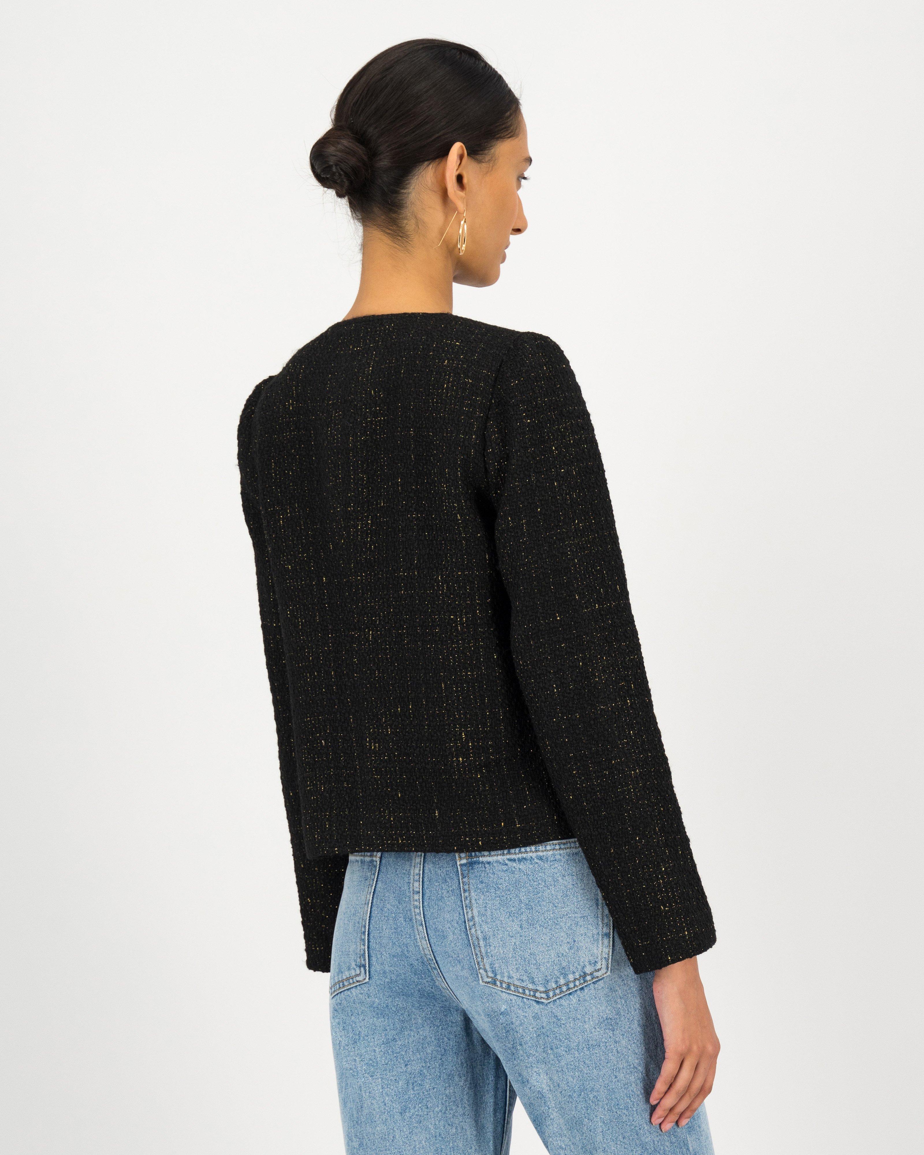 Karla Cropped Boucle Jacket -  black