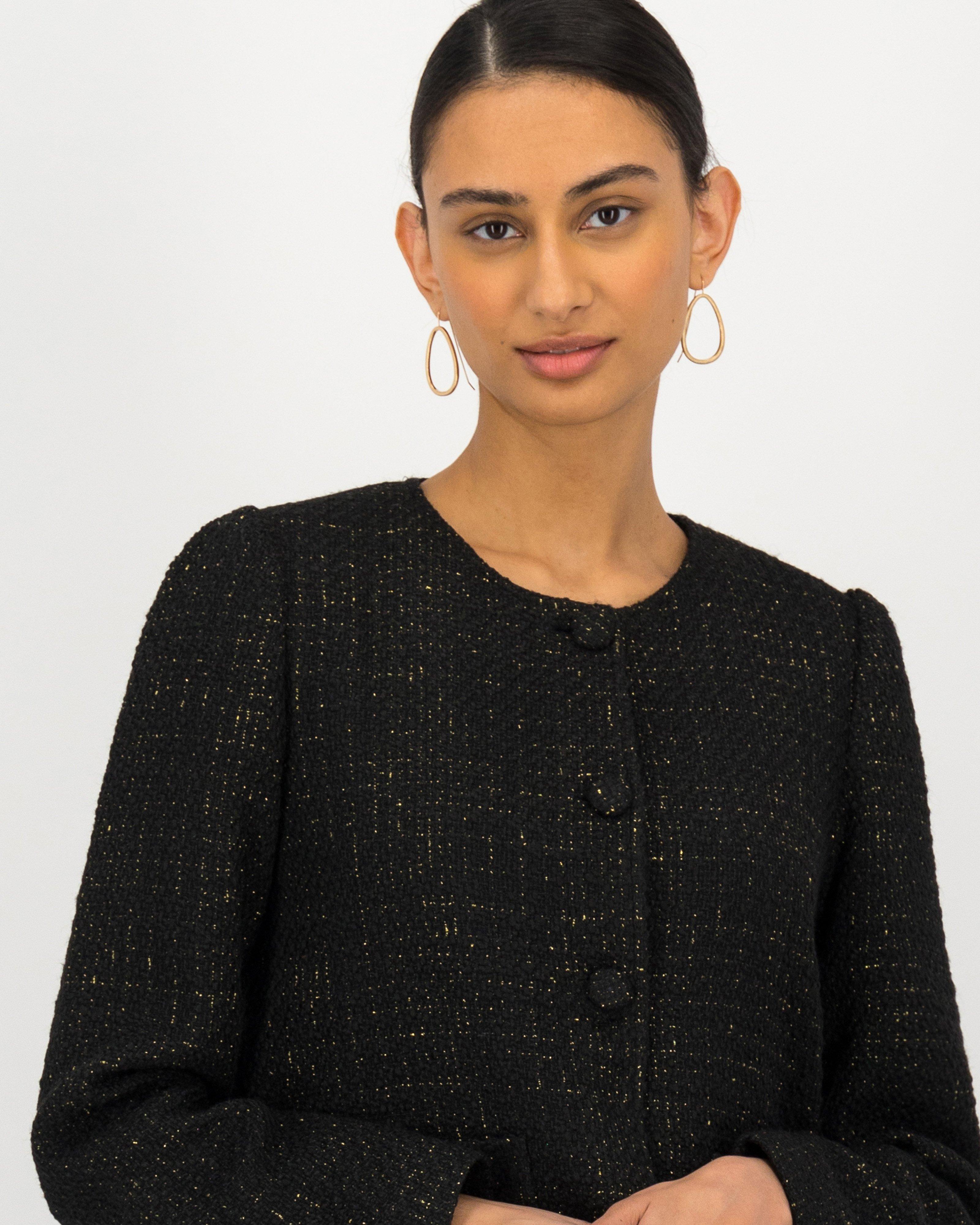 Karla Cropped Boucle Jacket -  black