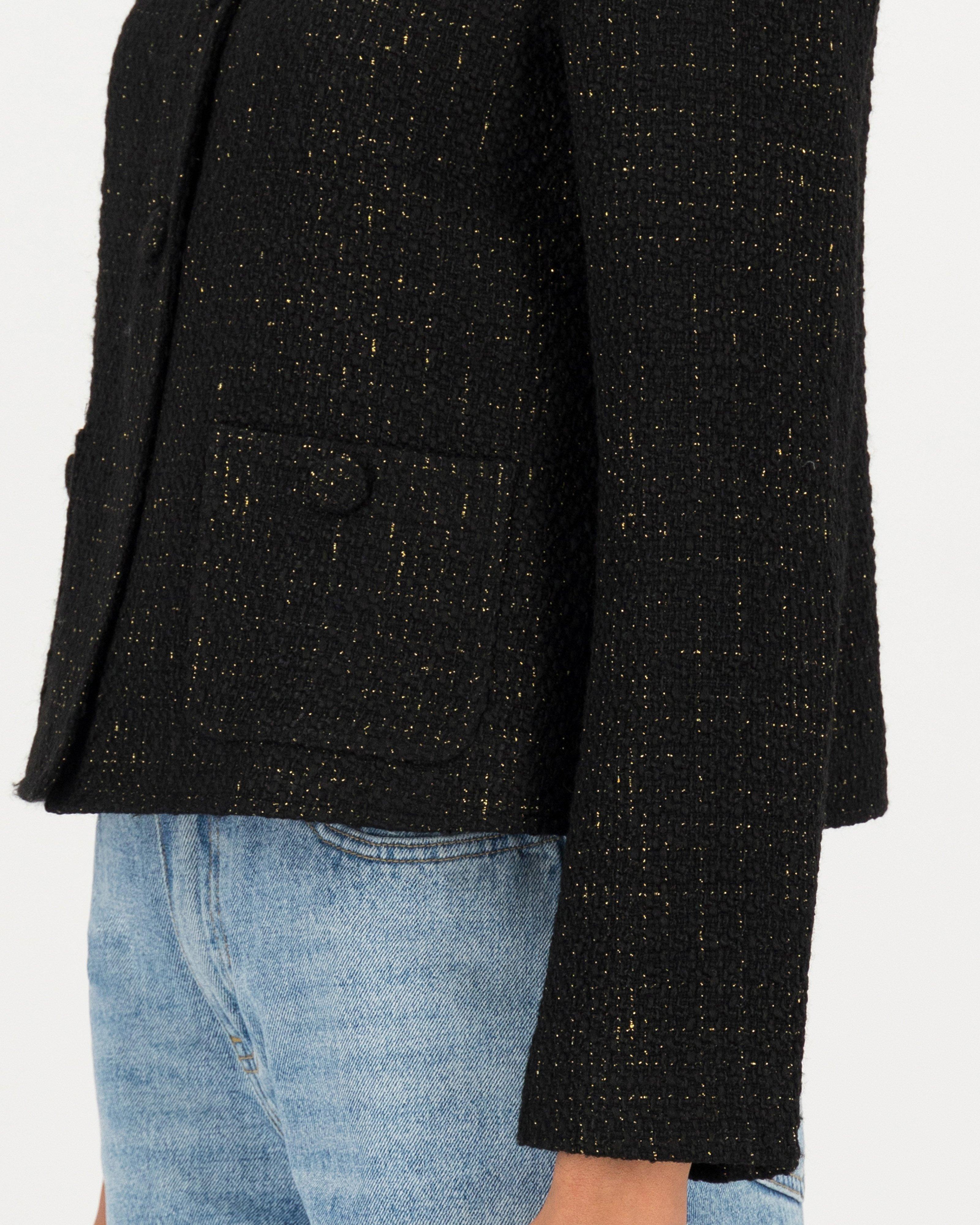 Karla Cropped Boucle Jacket -  black