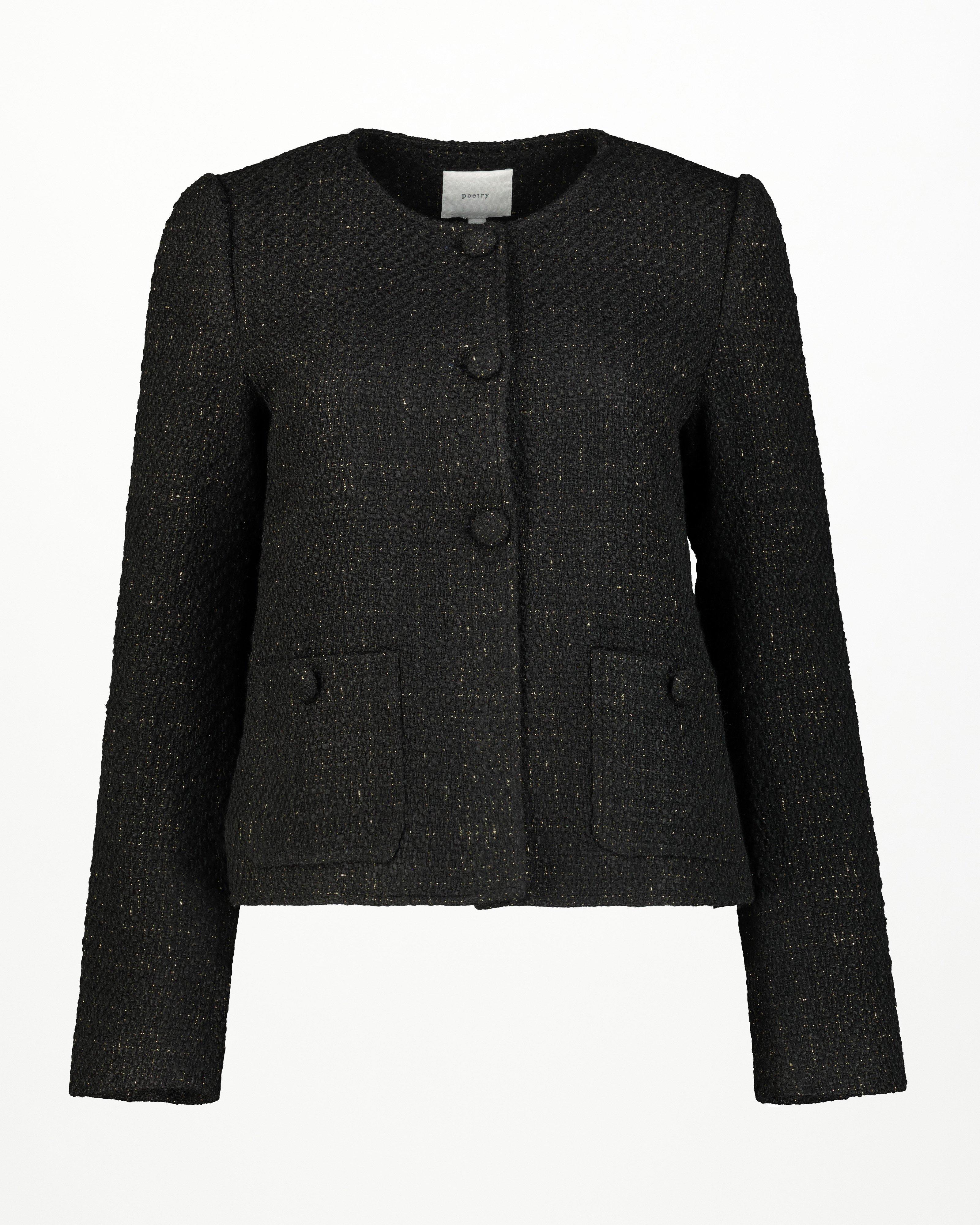 Karla Cropped Boucle Jacket -  black