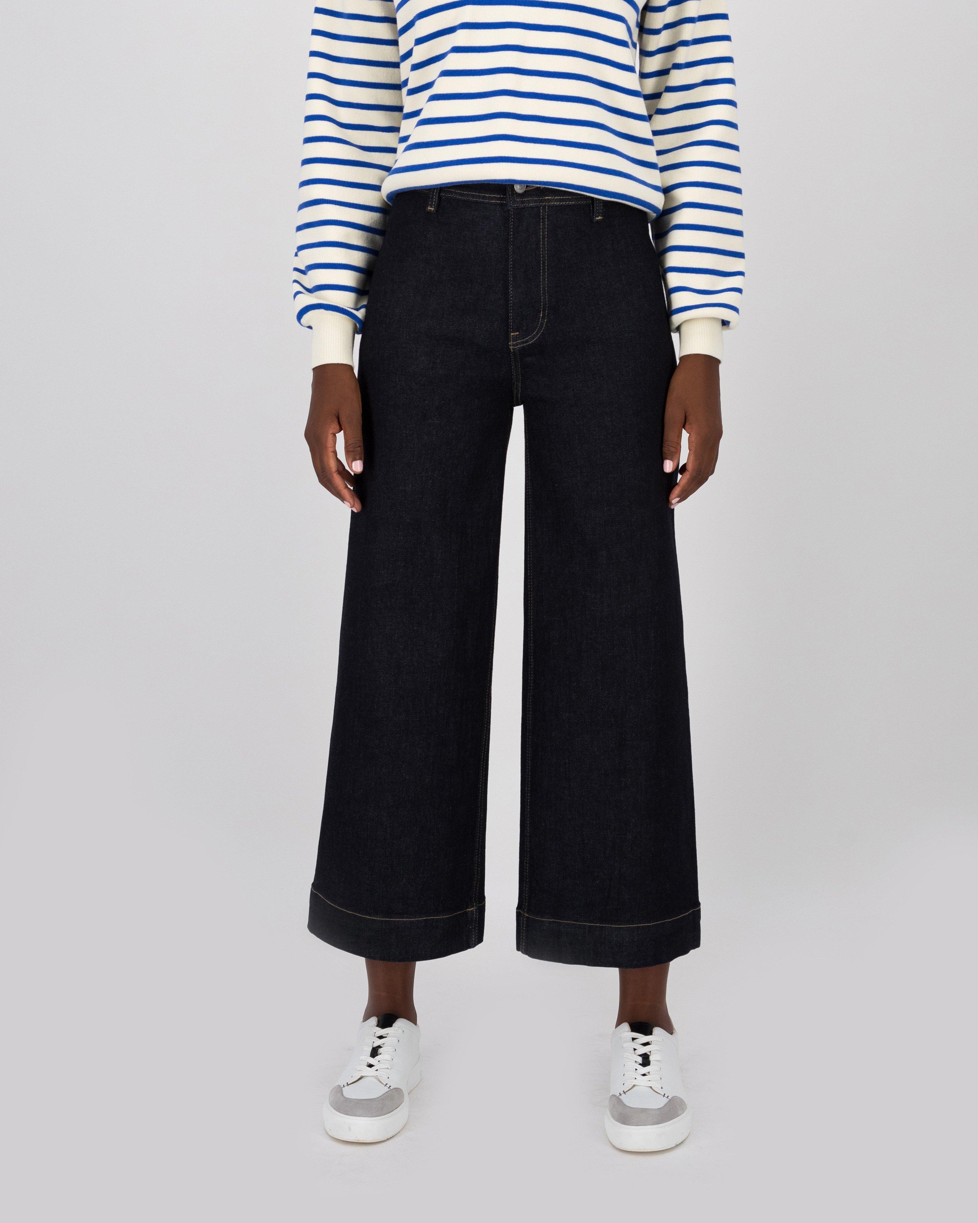 Reign Cropped Wide Leg Denim -  blue