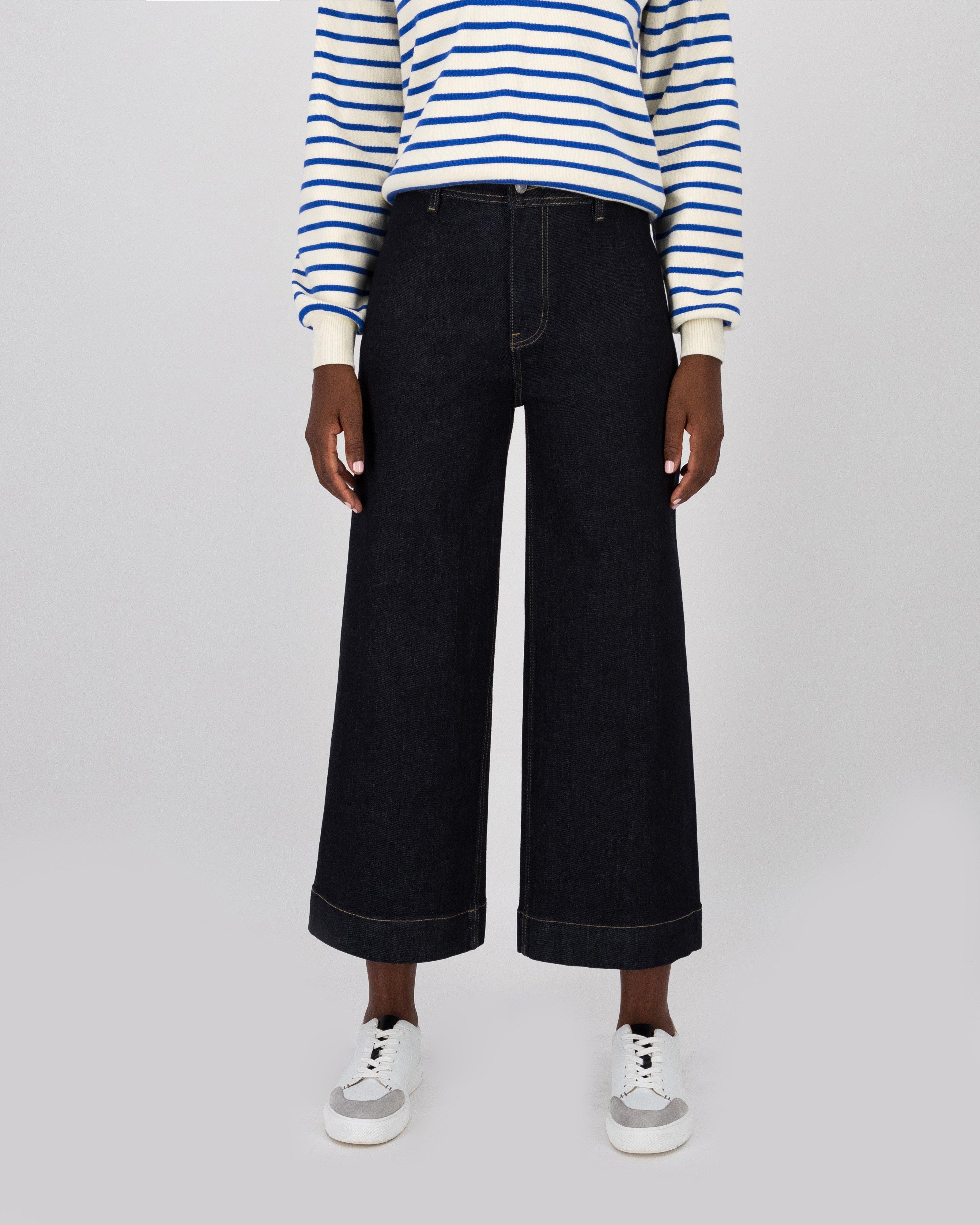 Reign Cropped Wide Leg Denim -  blue