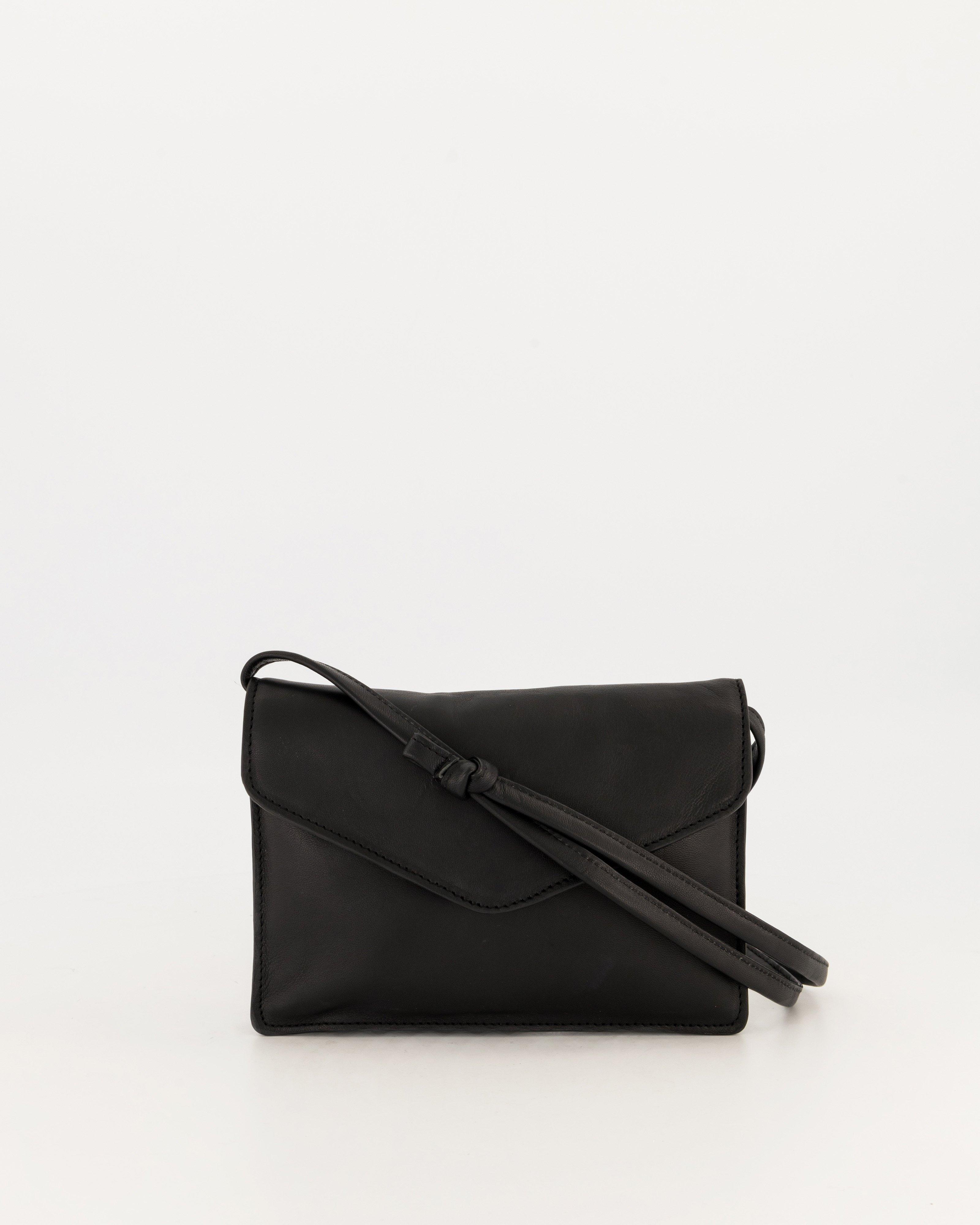 Cora Leather Crossbody Bag -  black