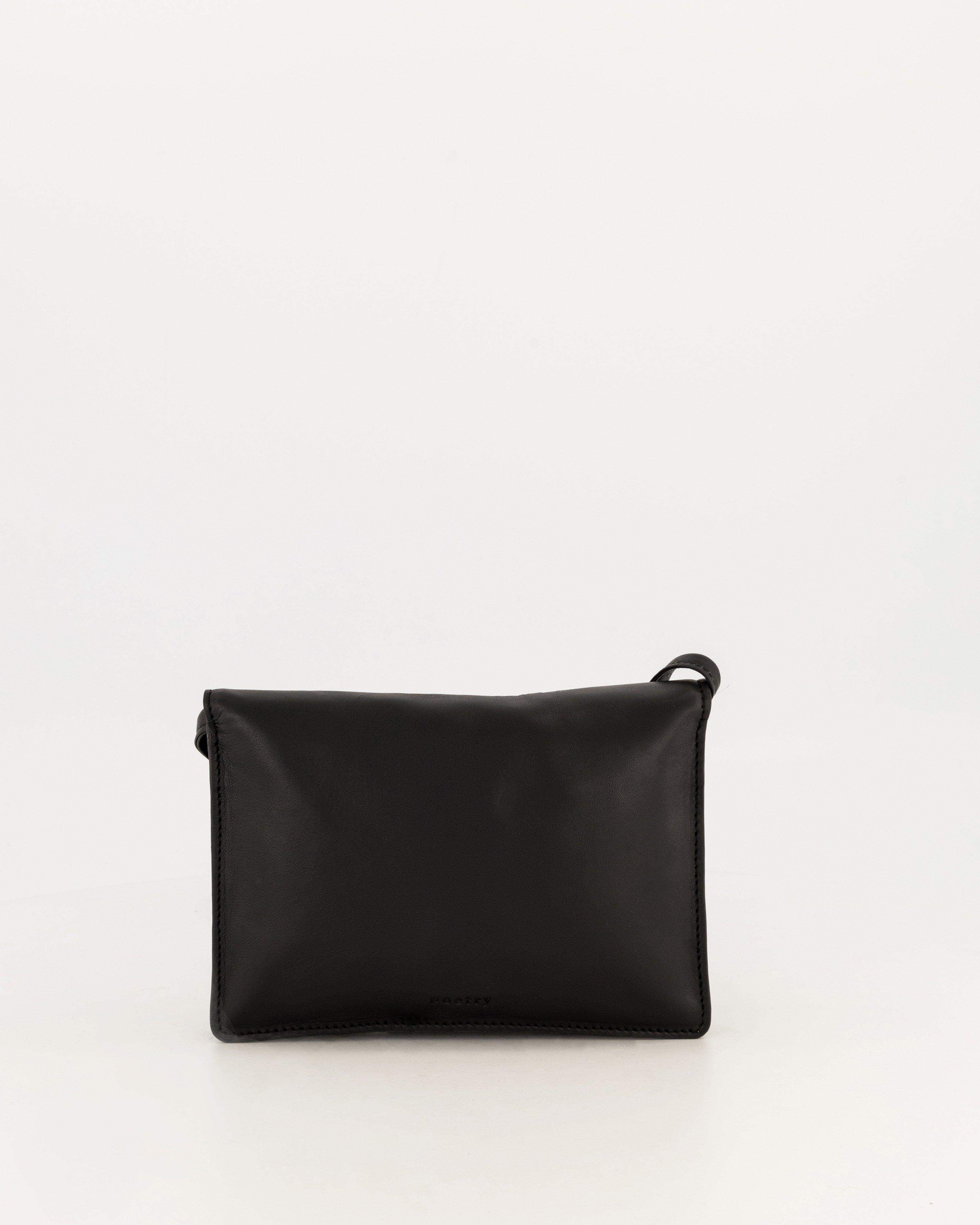 Cora Leather Crossbody Bag -  black