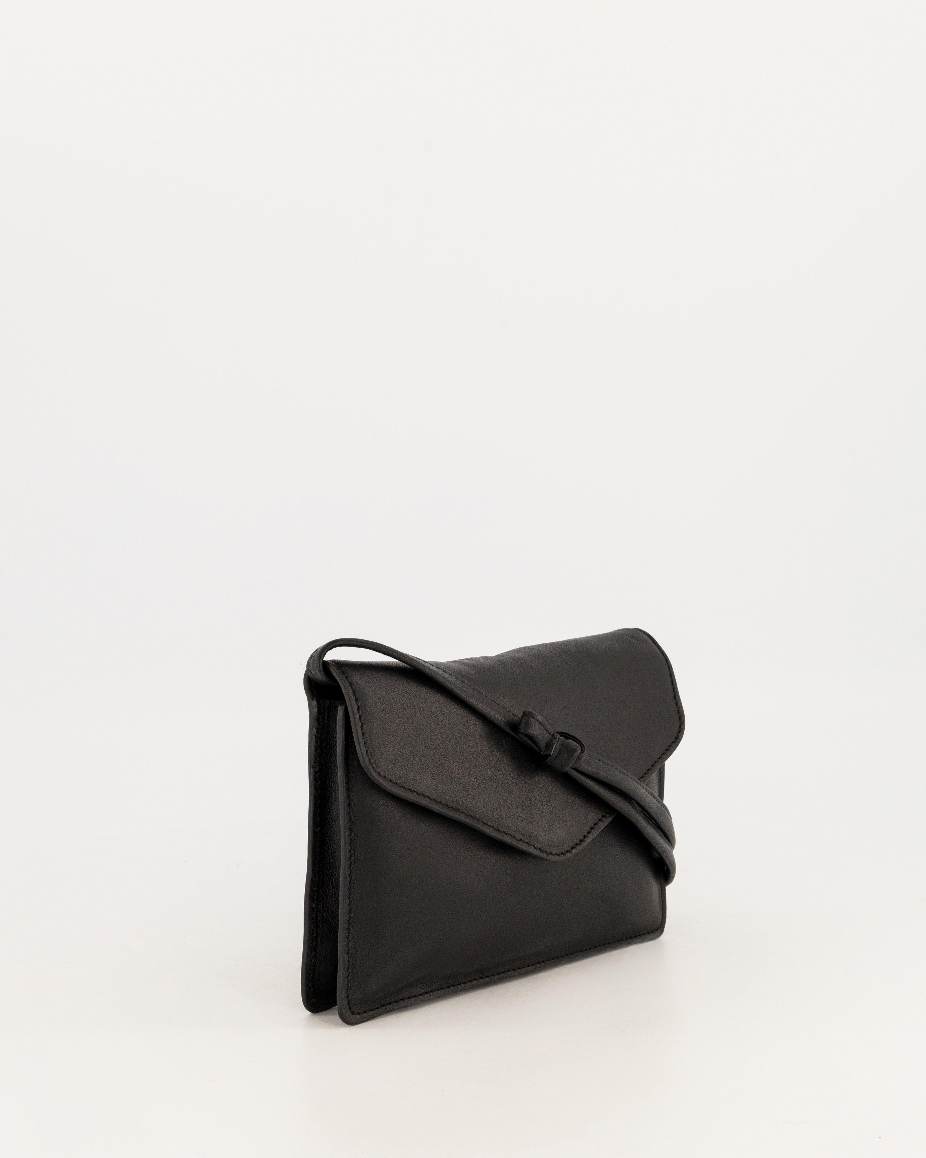 Cora Leather Crossbody Bag -  black